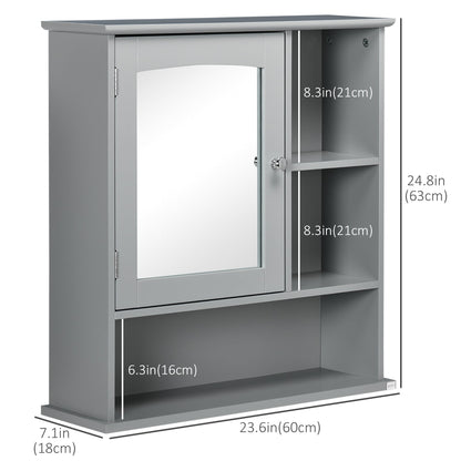 Wall-Mounted Medicine Cabinet, Bathroom Mirror Cabinet with Doors and Storage Shelves, Grey Mirror Medicine Cabinets   at Gallery Canada