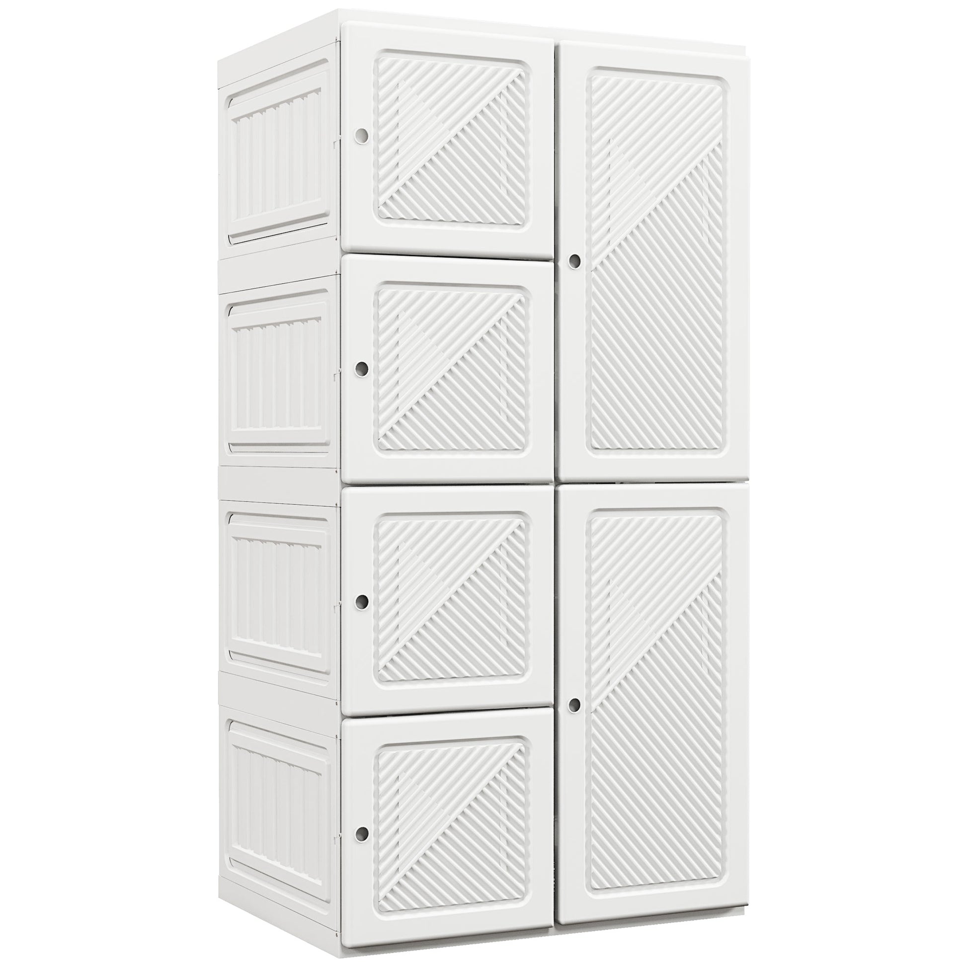 Portable Wardrobe, Foldable Clothes Storage Organzier with 8 Compartments, Magnet Doors, White Clothing Storage   at Gallery Canada