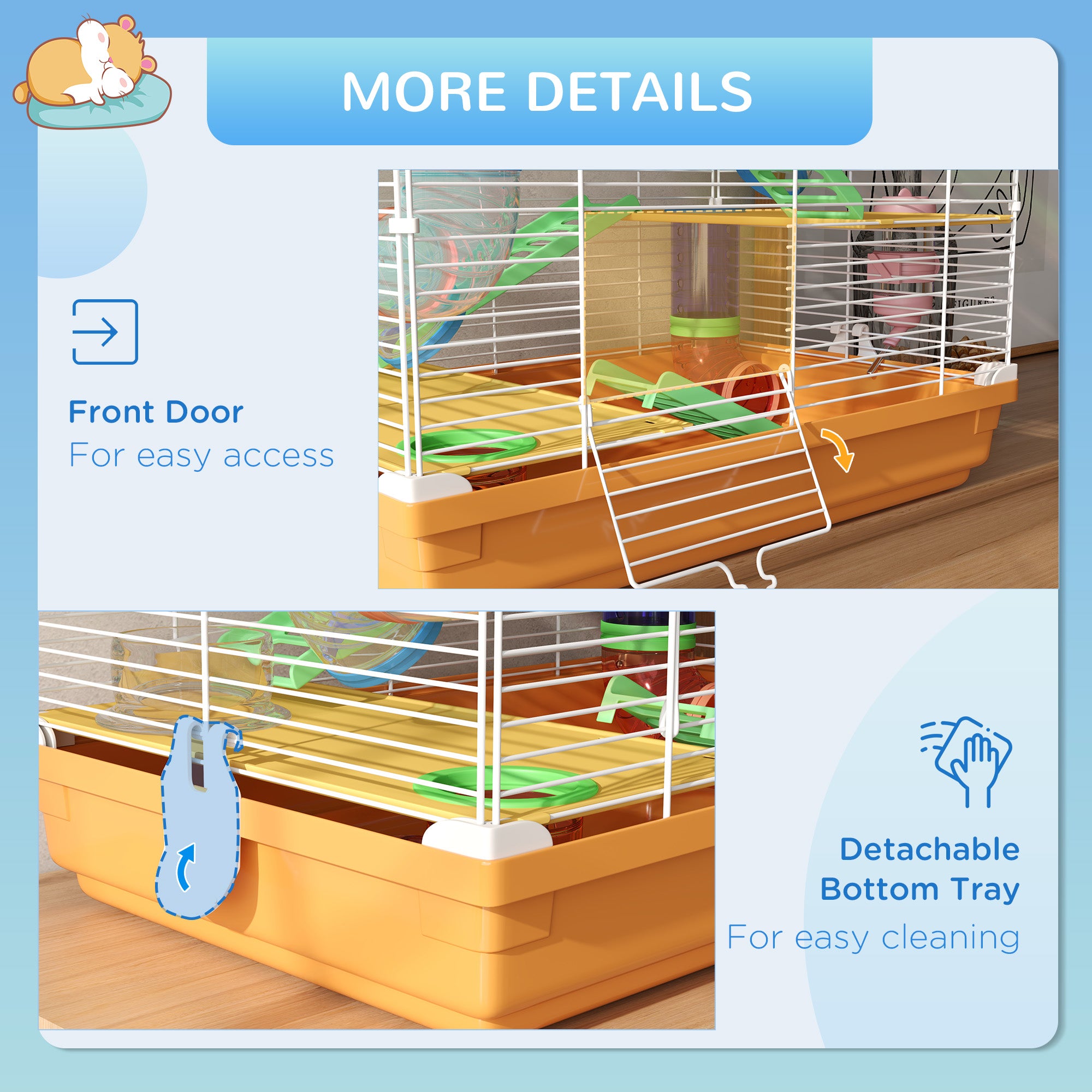 5 Tiers Hamster Cage Portable with Exercise Wheels Play Tube Water Bottle Dishes House Ladder for Gerbils, Orange Hamster Cages at Gallery Canada