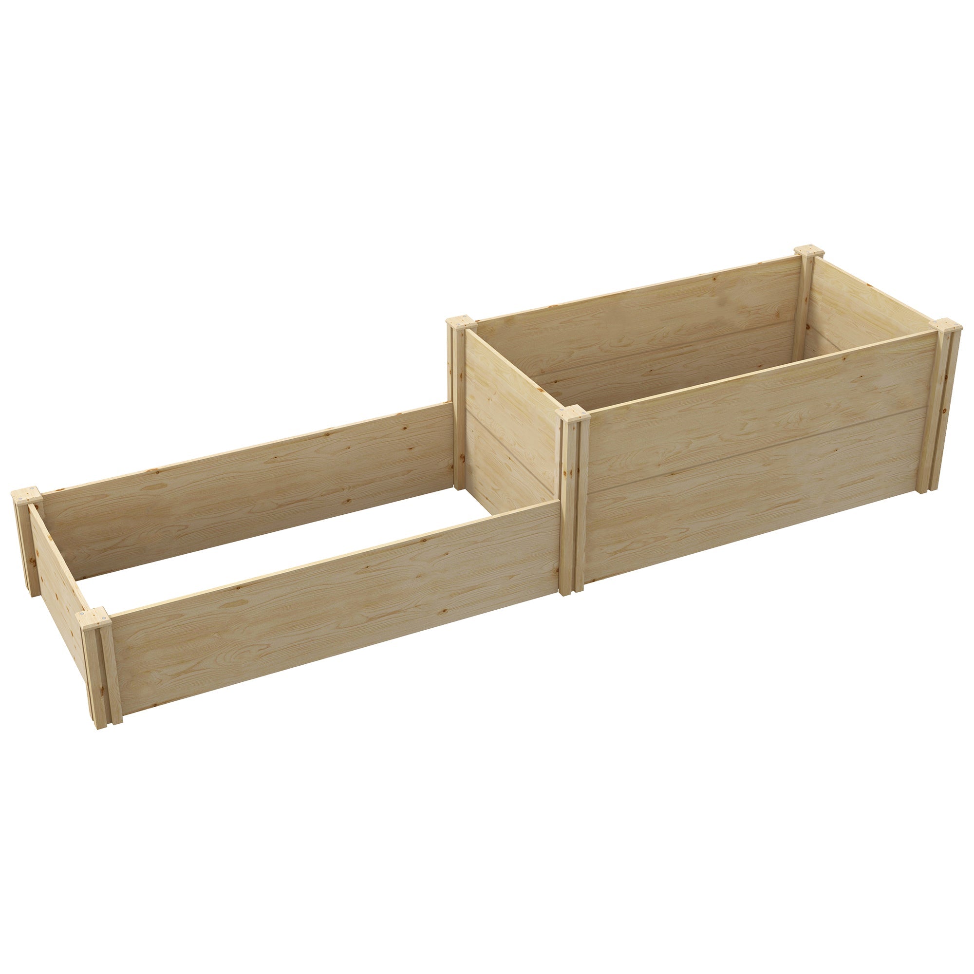 DIY Raised Garden Bed, Two-Box Wooden Planters for Outdoor Vegetables, Flowers, Herbs, Plants, Easy Assembly Wooden Planter Boxes Natural  at Gallery Canada