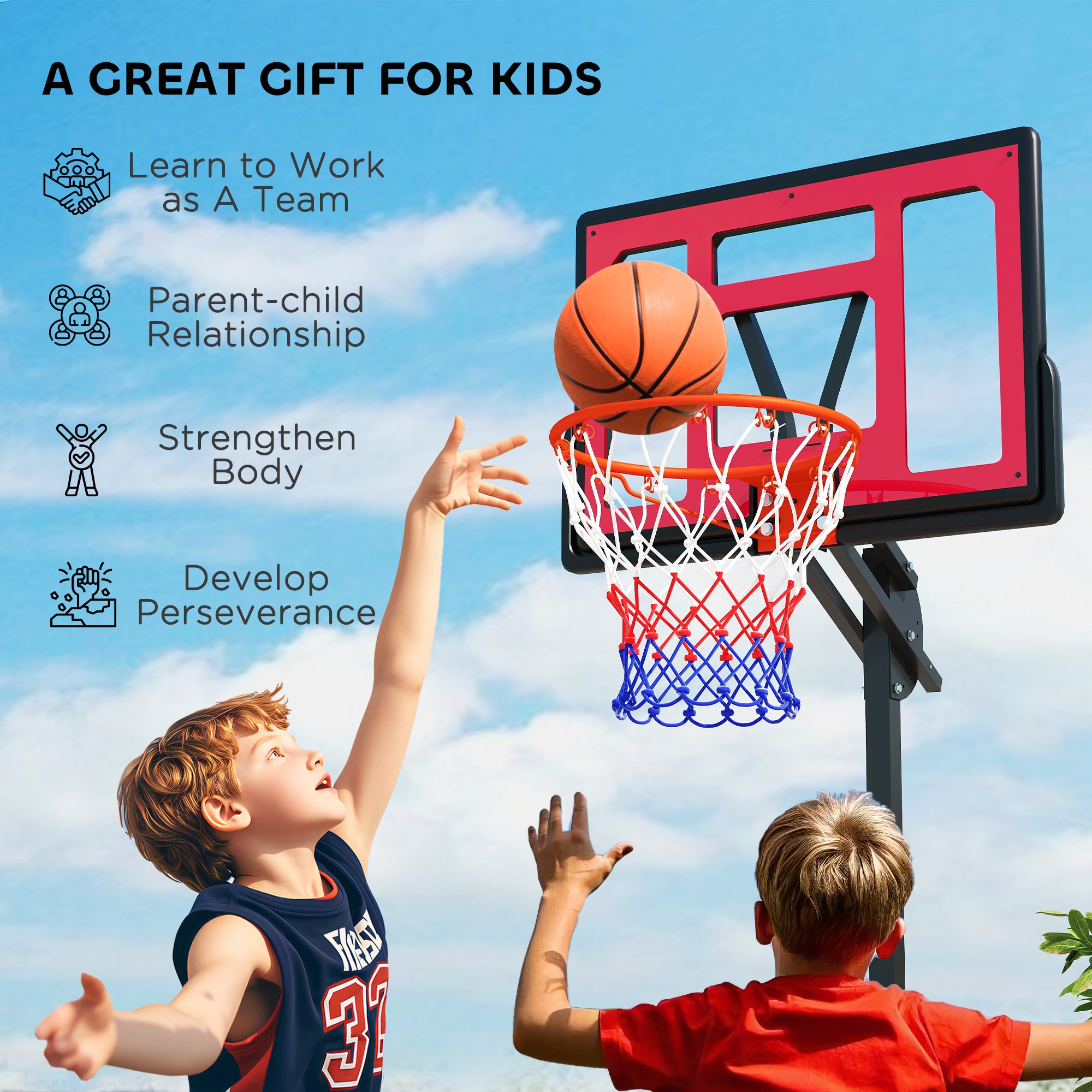 Kids Basketball Hoop, 6.6-8.5ft Adjustable Height Basketball Net with Weight Bag, for Indoor Outdoor, for 6+ Years Basketball at Gallery Canada
