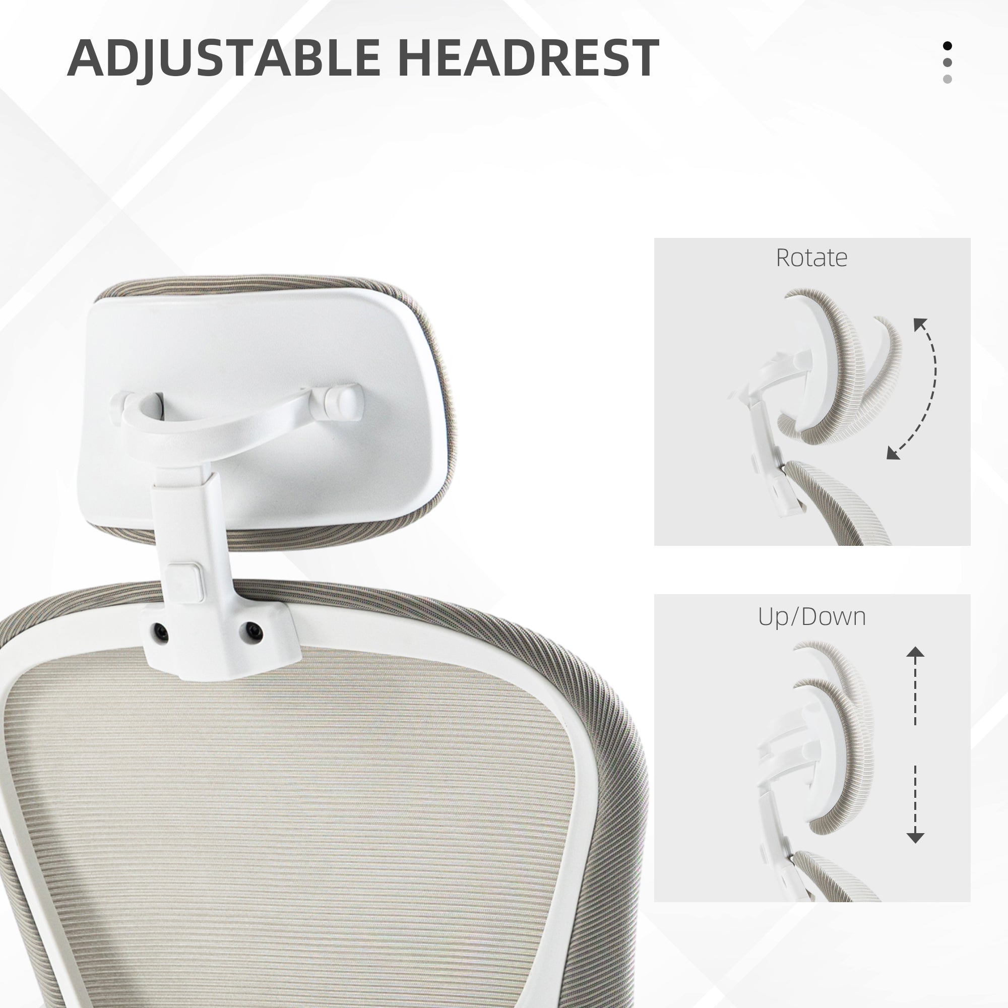 Office Chair, Mesh Computer Desk Chair with Adjustable Headrest, 4D Lumbar Support, Flip-up Arm, Grey Task Chairs at Gallery Canada