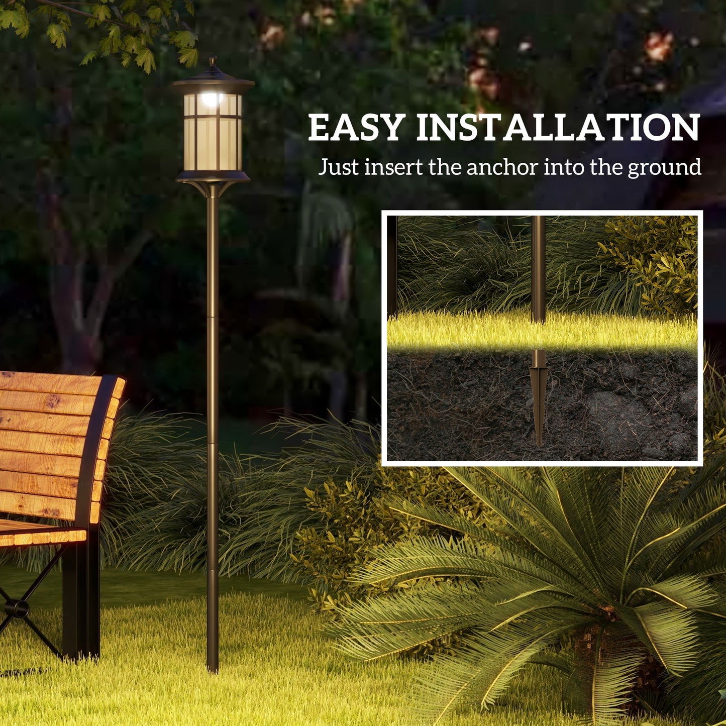 72" Solar Post Light, Cool White LED Outdoor Lamp, Waterproof IP44 for Patio, Garden, Backyard, Pathway Solar Post Lamps   at Gallery Canada