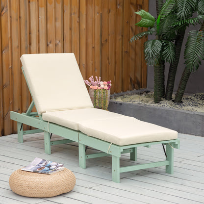 Wooden Folding Chaise Lounge, Outdoor Chaise Lounge Chair, Garden Reclining Tanning Chair with 4 Adjustable Back Soft Cushions, Green Chaise Loungers Multi Colour  at Gallery Canada