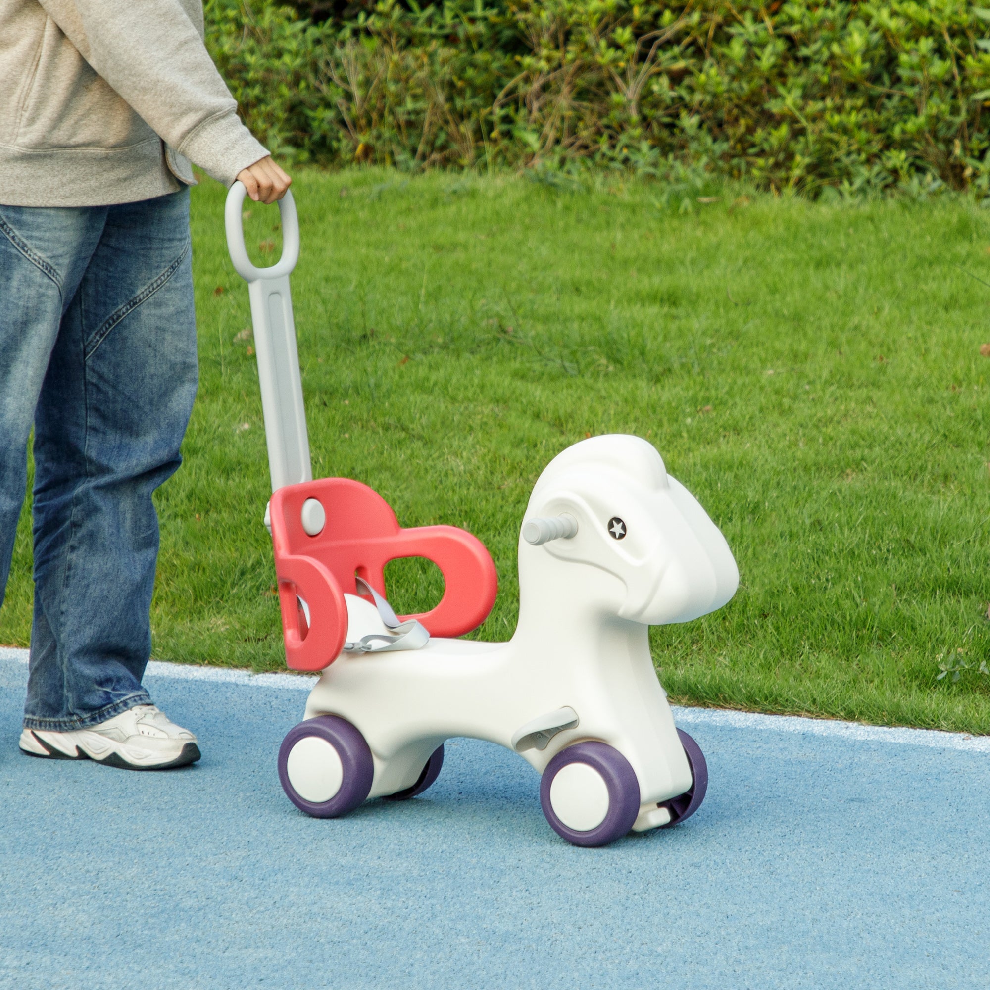 4 in 1 Kids Rocking Horse w/ Detachable Balance Board &; Push Handel, Red Rocking Horses at Gallery Canada