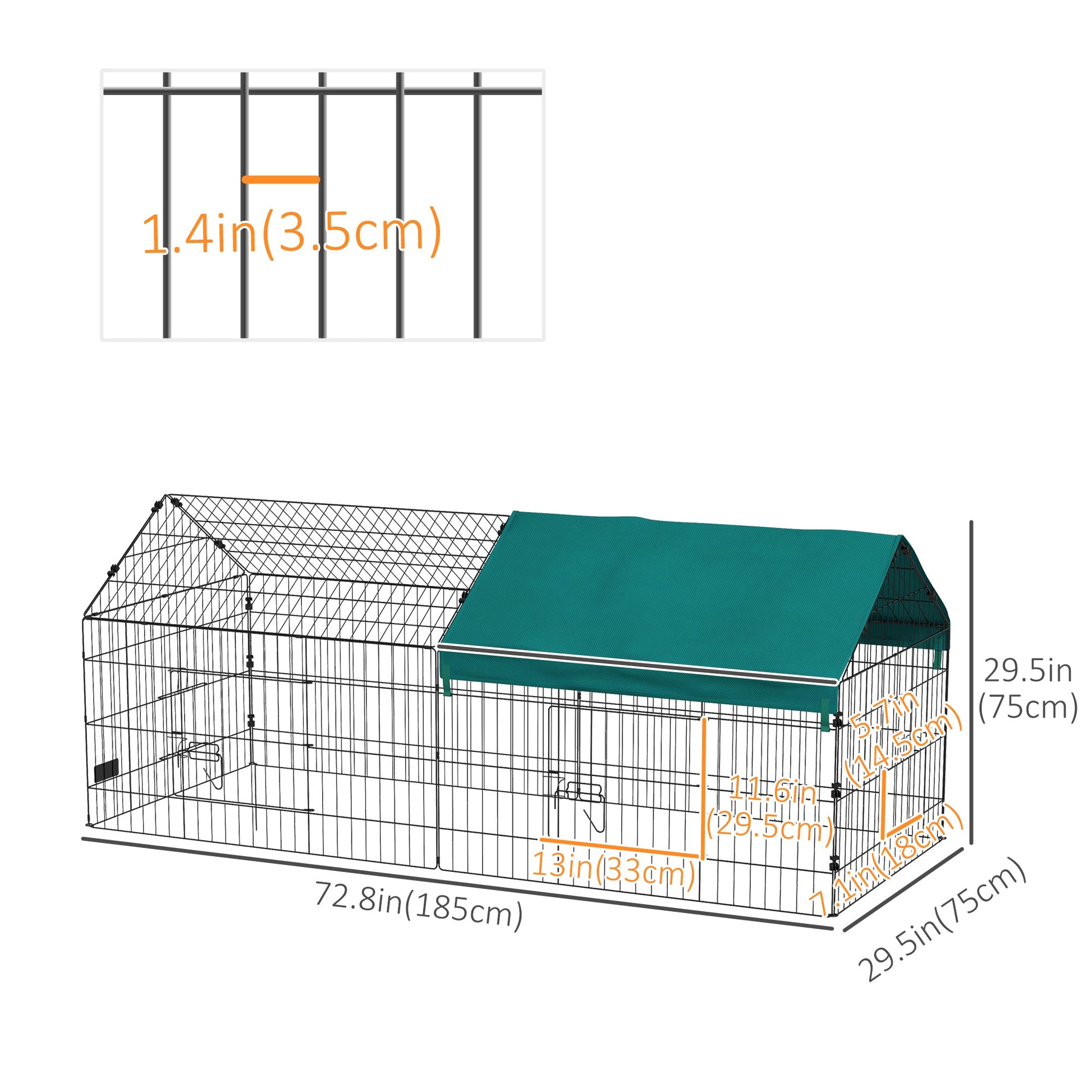 73" Small Animal Cage with Roof, Indoor/Outdoor Use, for Chicken, Rabbits, Chinchillas, Green Houses & Habitats   at Gallery Canada