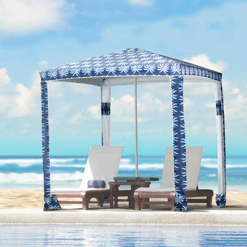 Beach Umbrella, 6.5' Easy-Assembly Sun-Shade Shelter with Sandbags and Carry Bag, Cool UV50+, Dark Blue