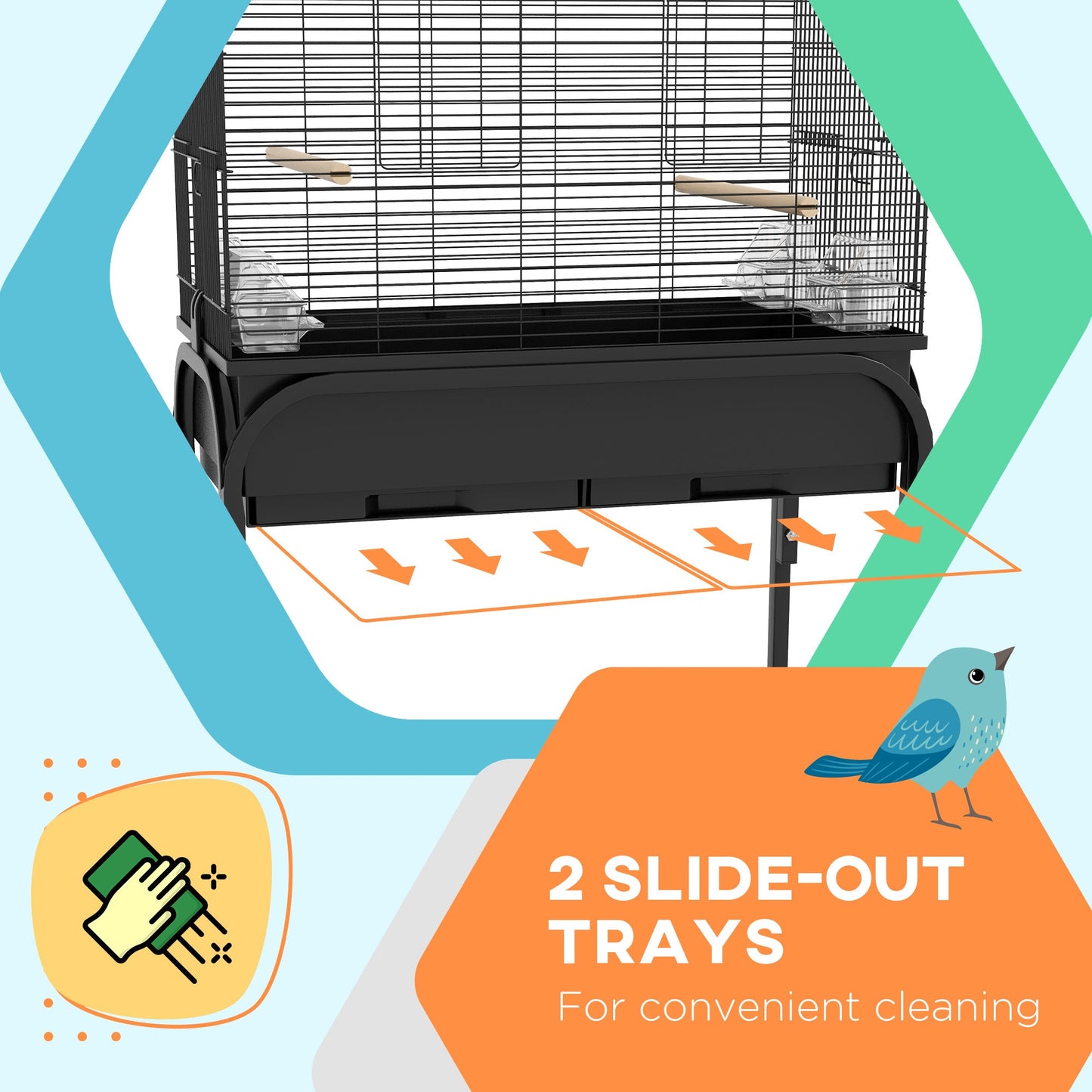 51" Bird Cage for Budgies Canaries Finches Lovebirds Parakeets with Rolling Stand, Toys, Black Bird Cages   at Gallery Canada