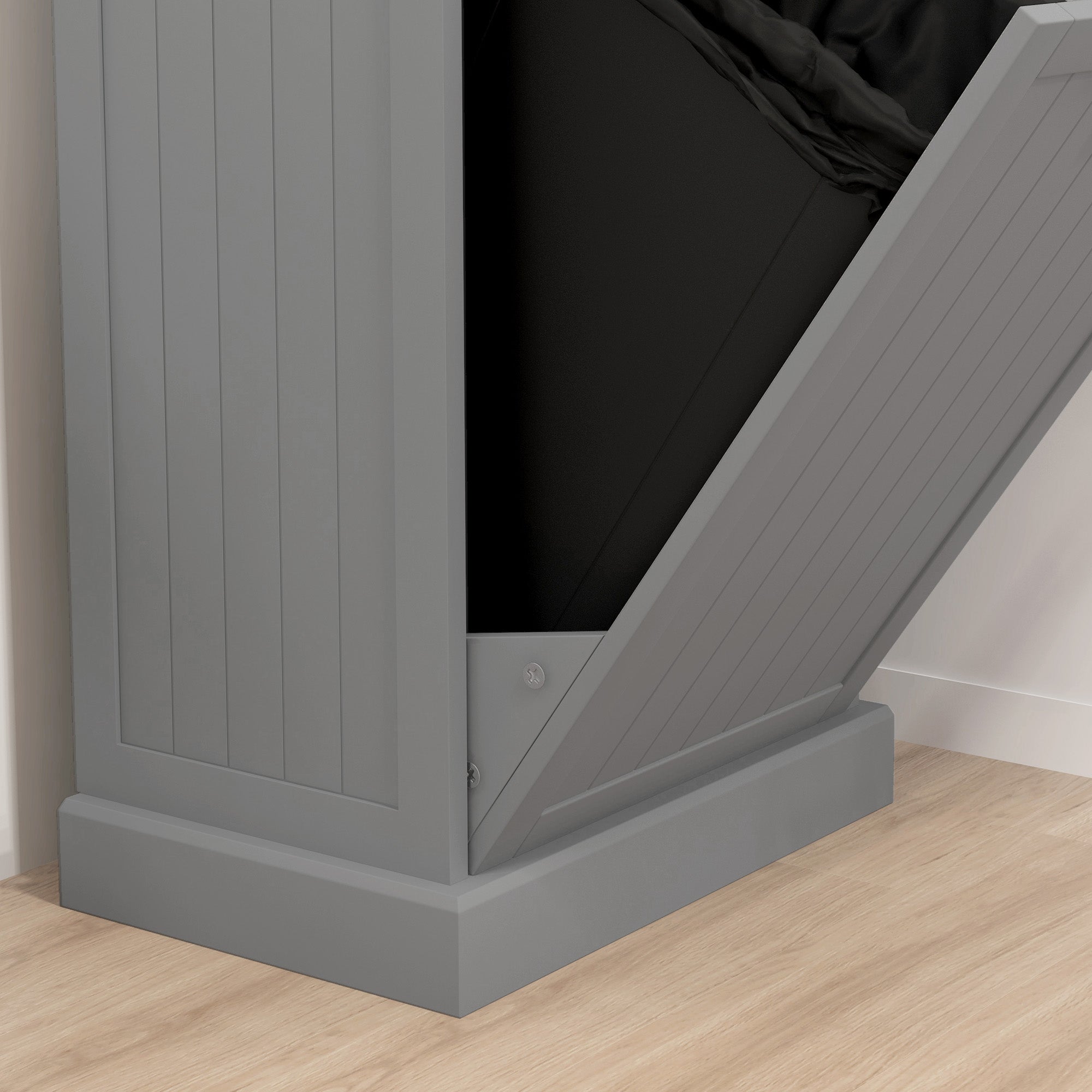 Kitchen Tilt Out Trash Bin Cabinet, Free Standing Recycling Cabinet, Trash Can Holder with Drawer, Grey Storage Cabinets at Gallery Canada