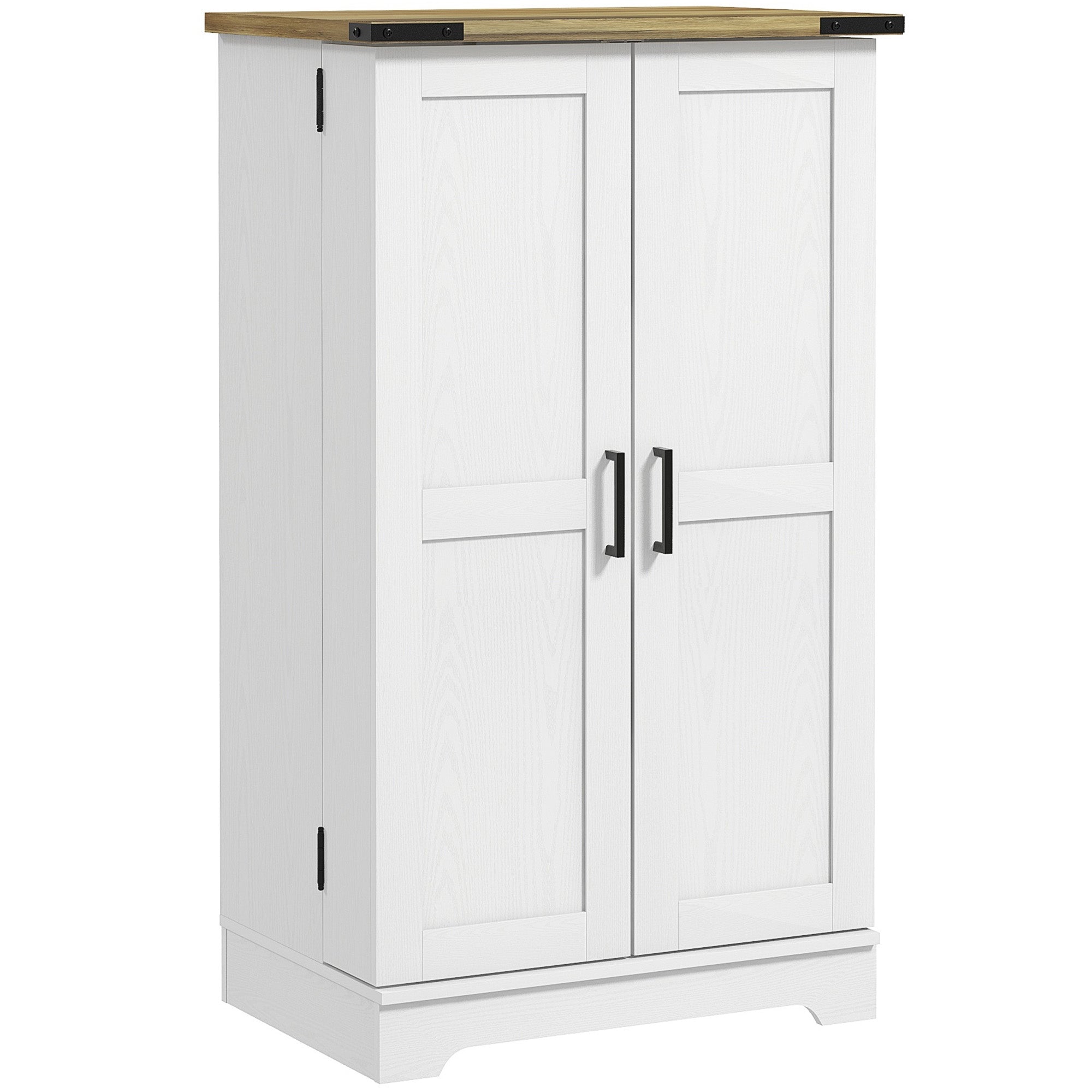 Farmhouse Kitchen Pantry Storage Cabinet, Kitchen Pantry Cabinet with Doors and Adjustable Shelves, Cream White Kitchen Pantry Cabinets   at Gallery Canada