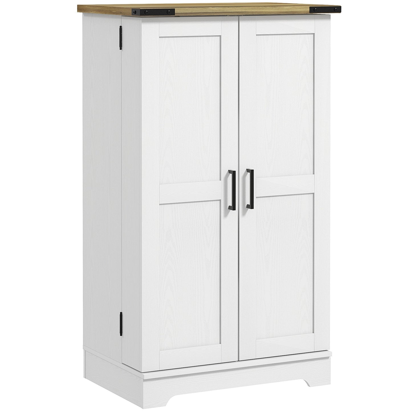 Farmhouse Kitchen Pantry Storage Cabinet, Kitchen Pantry Cabinet with Doors and Adjustable Shelves, Cream White Kitchen Pantry Cabinets   at Gallery Canada