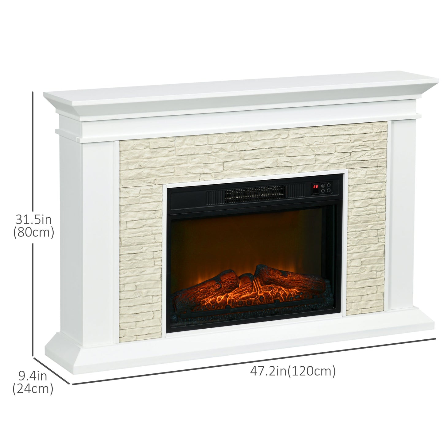 31.5" Electric Fireplace with Mantel, 1400W Freestanding Fireplace Heater with Remote Control, Overheat Protection, Timer, White Electric Fireplaces   at Gallery Canada