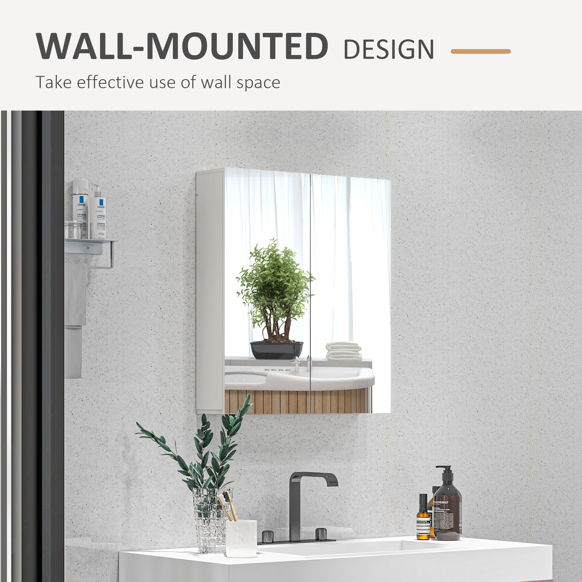 Wall Mounted Mirror Cabinet, Bathroom Medicine Cabinet with Mirror, 2 Doors, Adjustable Shelf and Soft Close Mechanism Mirror Medicine Cabinets   at Gallery Canada