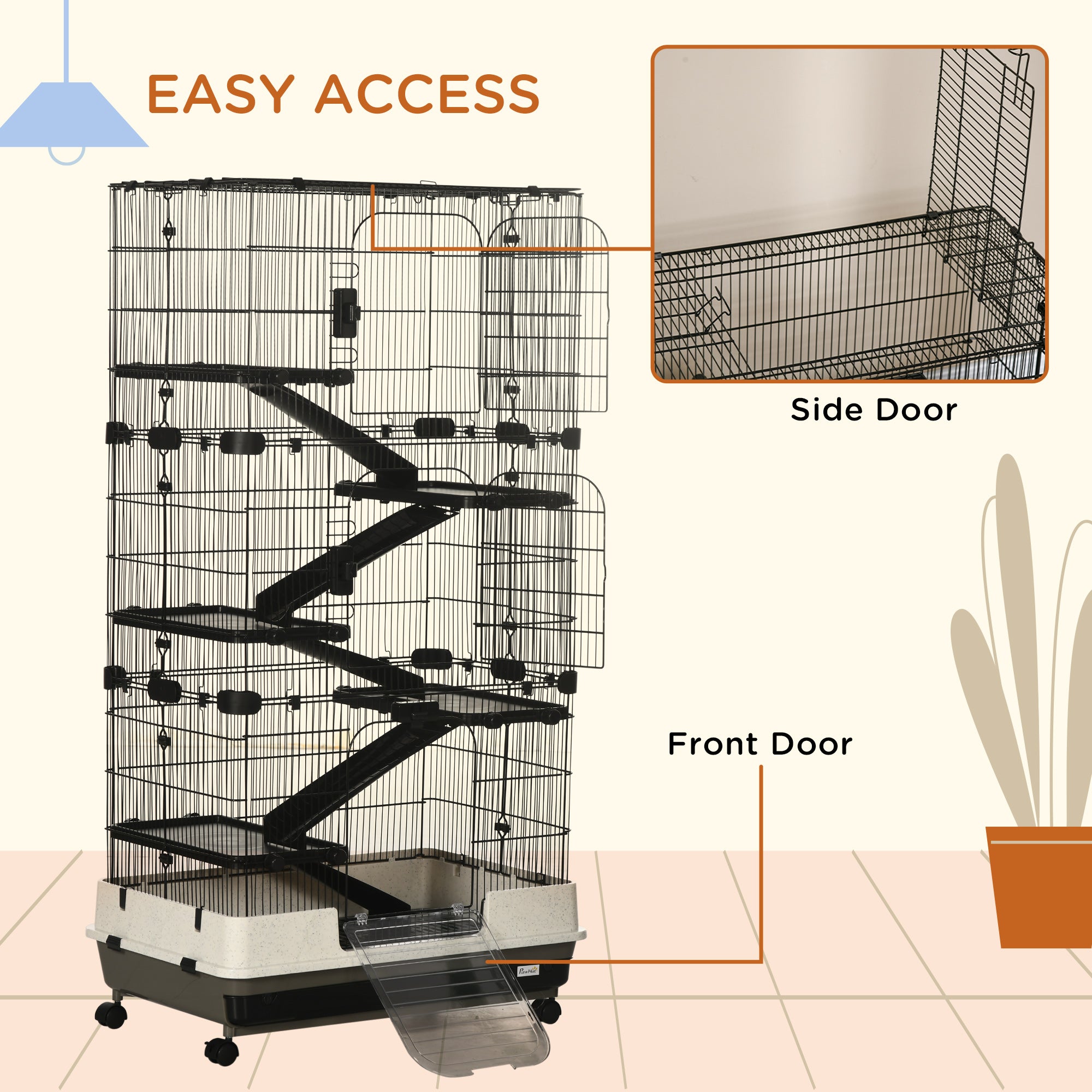 6-tier Platform Rolling Small Animal Cage Rabbit Hutch Pet Play House with Platform, Ramp,Removable Tray. 4 universal wheels (Black) for Bunny Pet Mink Chinchilla Houses & Habitats at Gallery Canada
