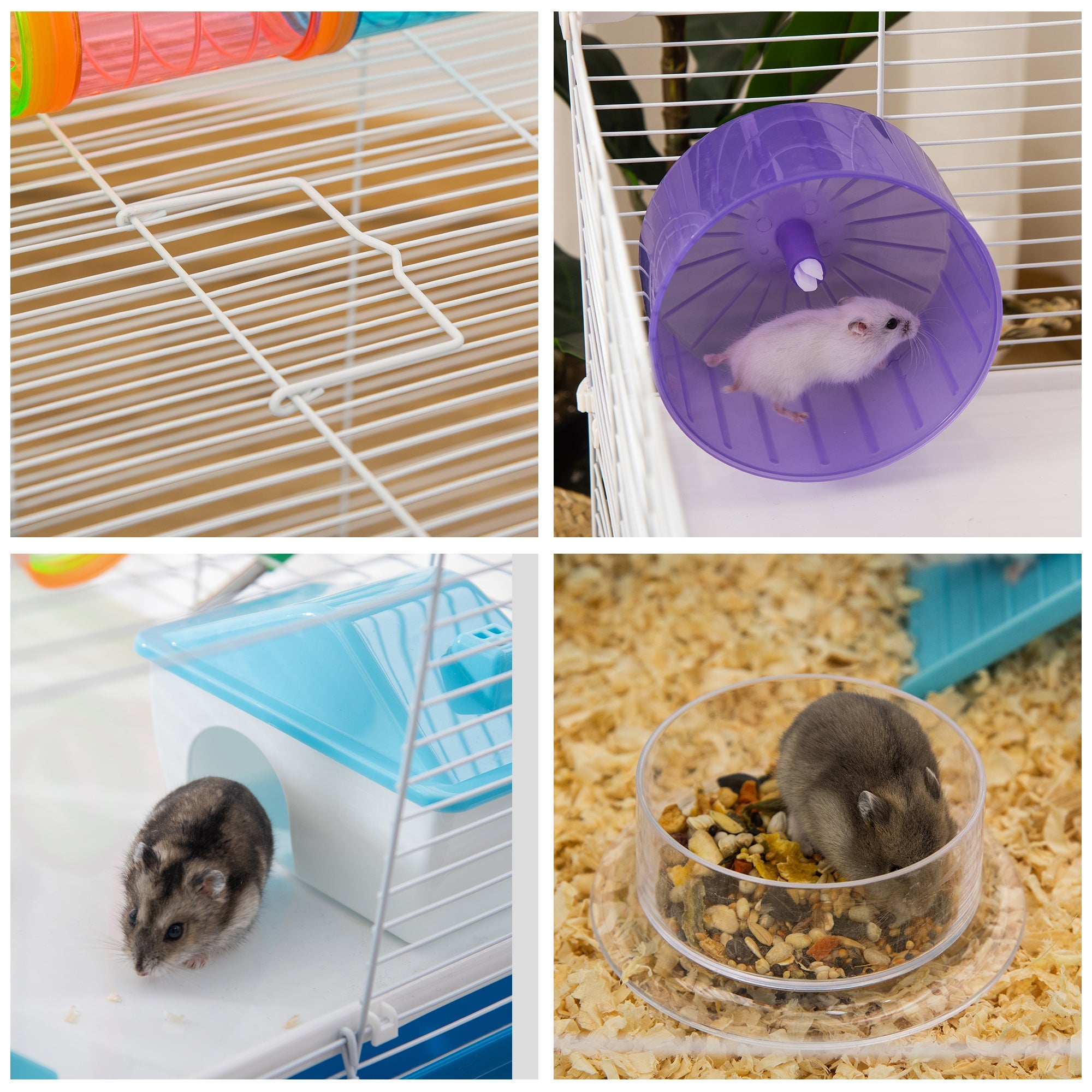 3-Tier Large Toy-Filled Steel Small Animal Cage, Includes Exercise Wheel, Water Bottle, Food Dish, Blue Hamster Cages   at Gallery Canada