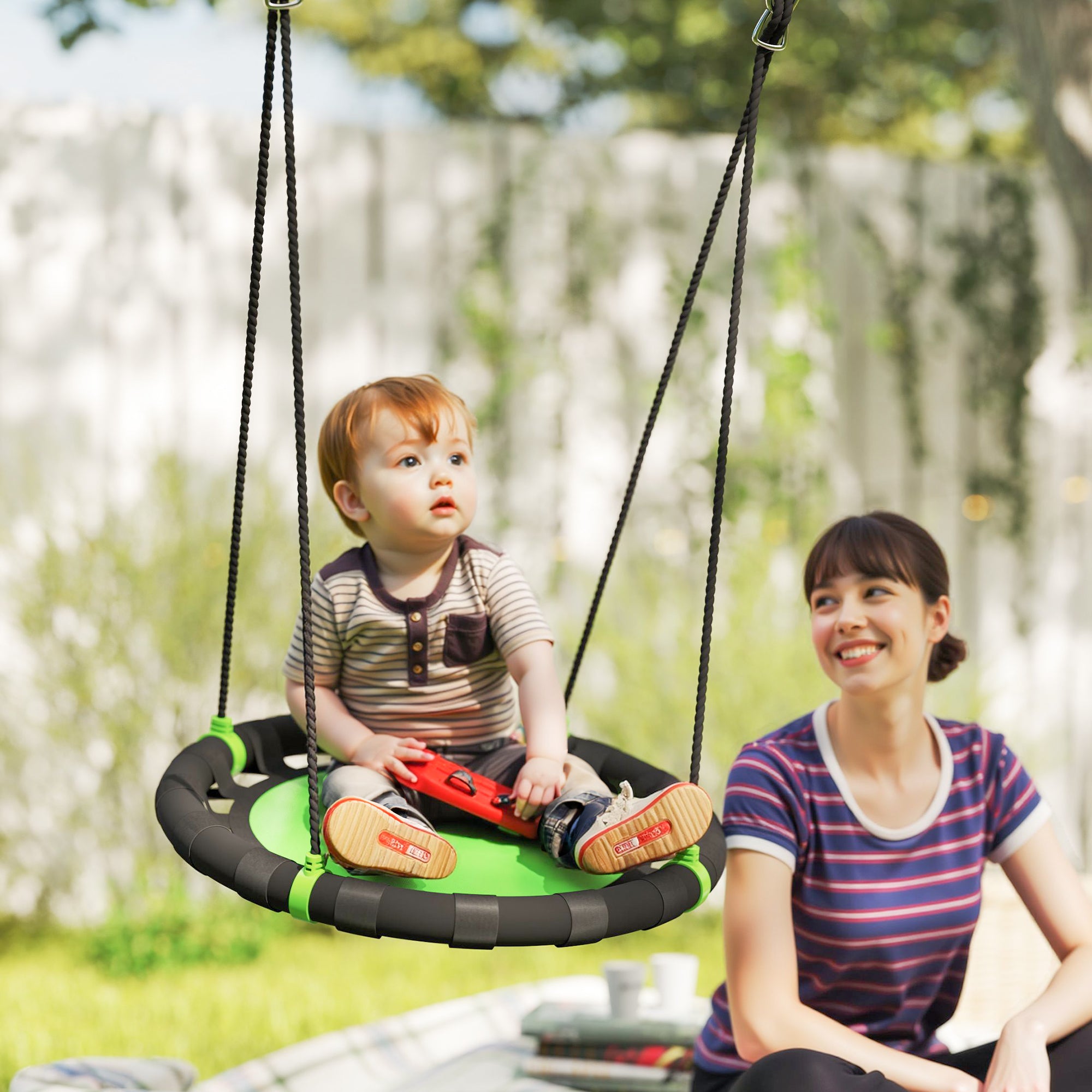 24 inch Saucer Tree Swing Set for Kids with Adjustable Hanging Ropes for Outdoor, Backyard, Green Gym Sets & Swings at Gallery Canada