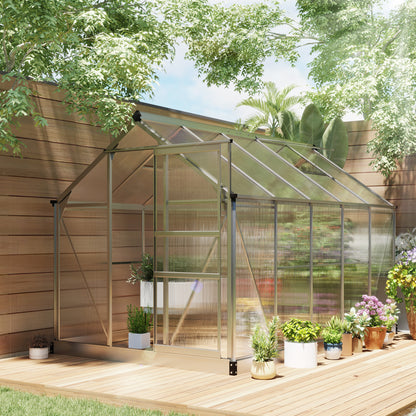 6' x 10' x 6.6' Polycarbonate Greenhouse, Walk-In Green House Kit Garden, Plants Grow, Galvanized Sheet Aluminum Frame with Rain Gutter, Vents and Sliding Door, Sliver Walk In Greenhouses Multi Colour at Gallery Canada