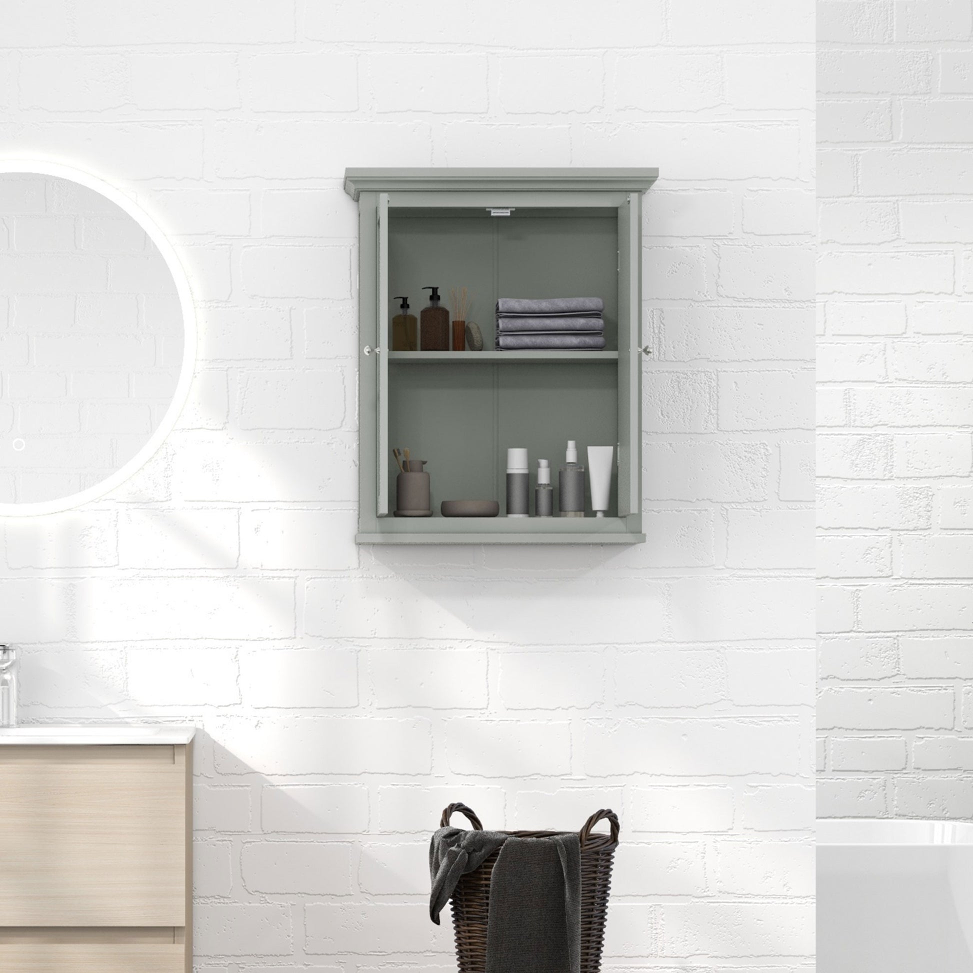 Over Toilet Storage Cabinet, Bathroom Wall Cabinet with Adjustable Shelf for Living Room and Entryway, Grey Wall Mounted Cabinets   at Gallery Canada