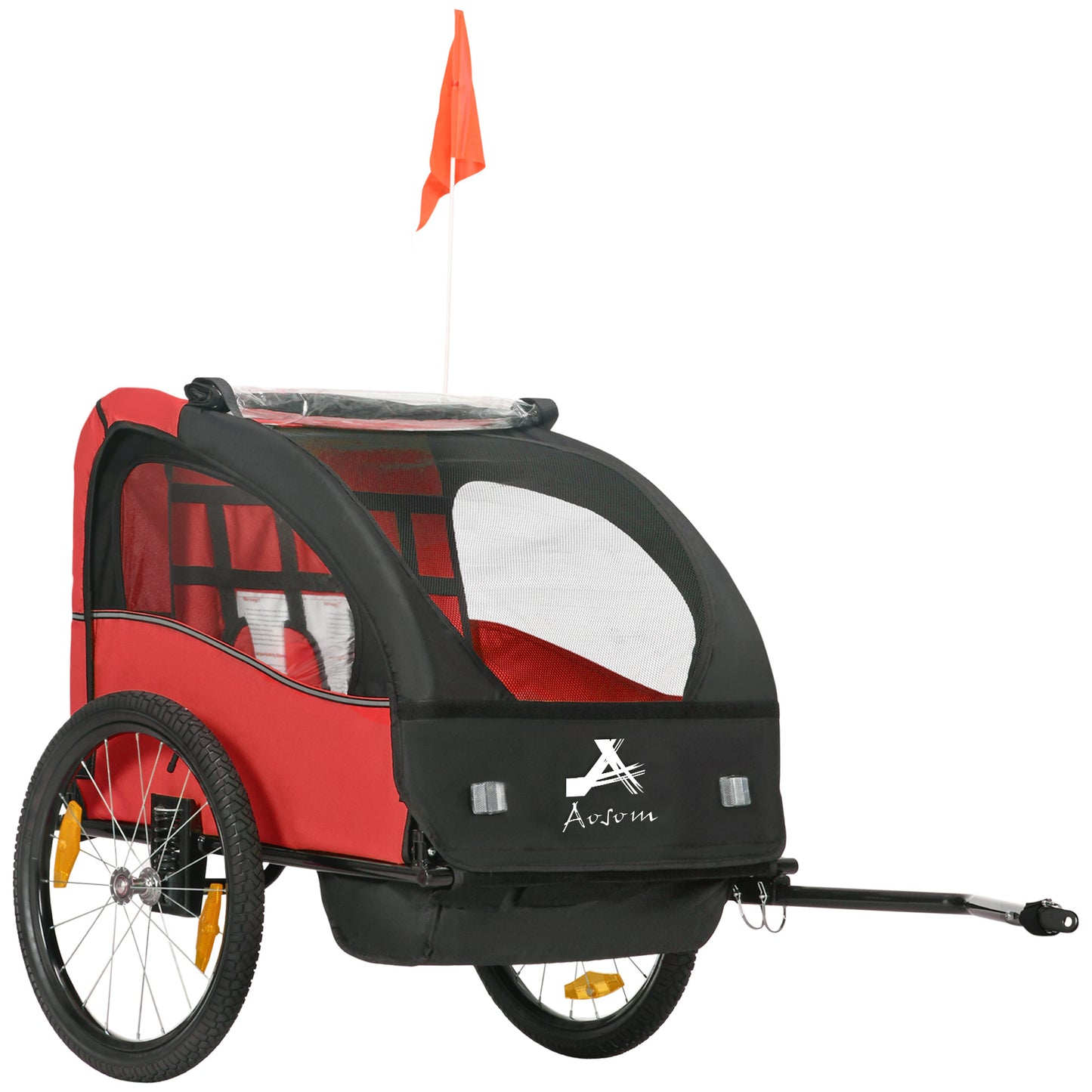 2 Seat Bike Trailer for Kids, Baby Stroller with Storage Bag, 5 Point Harness, Bicycle Trailer with 20" Wheels, Red Kids Bike Trailers   at Gallery Canada