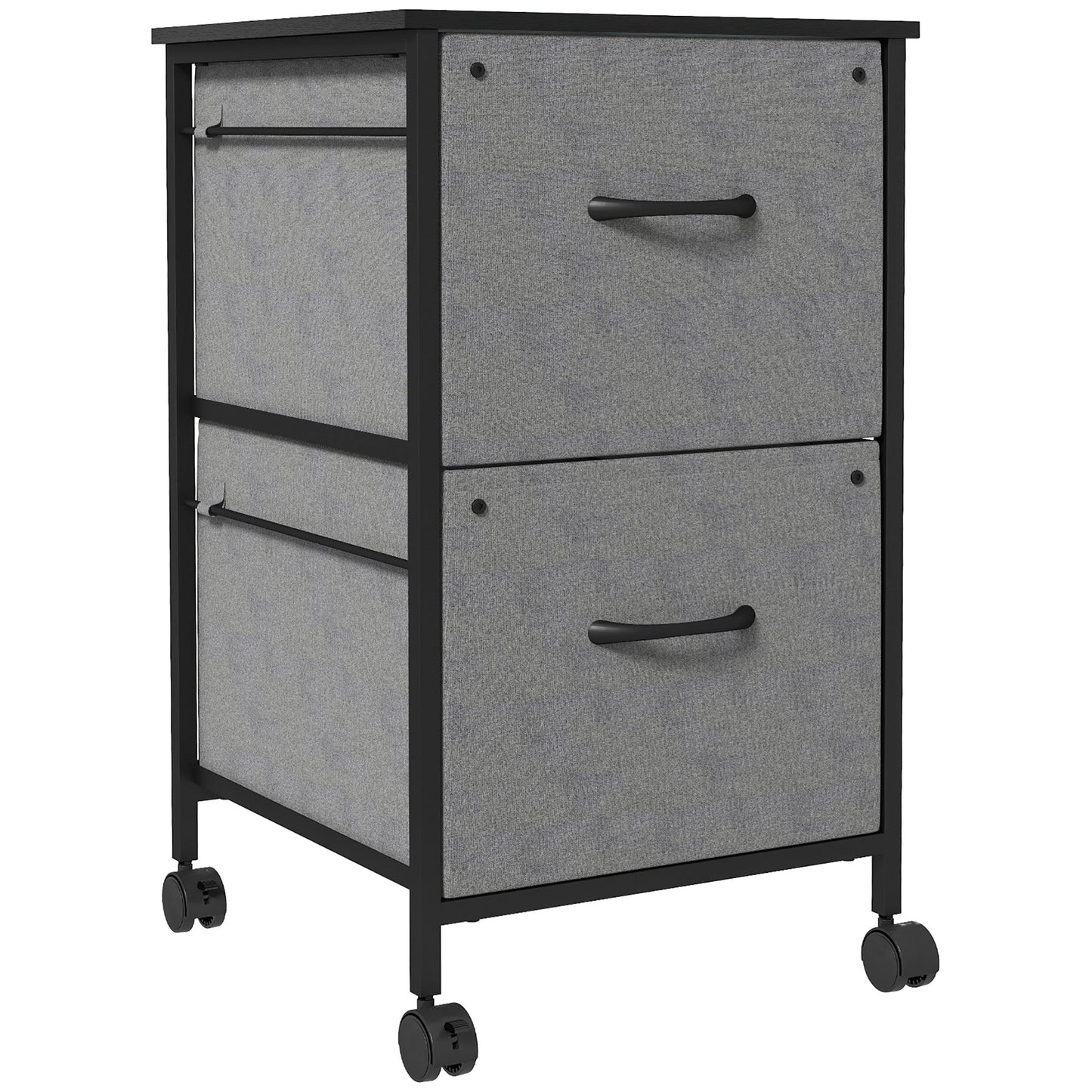 Industrial Mobile Vertical Filing Cabinet with 2 Drawers, Printer Stand, Dark Grey Office Cabinets & Cupboards Multi Colour  at Gallery Canada