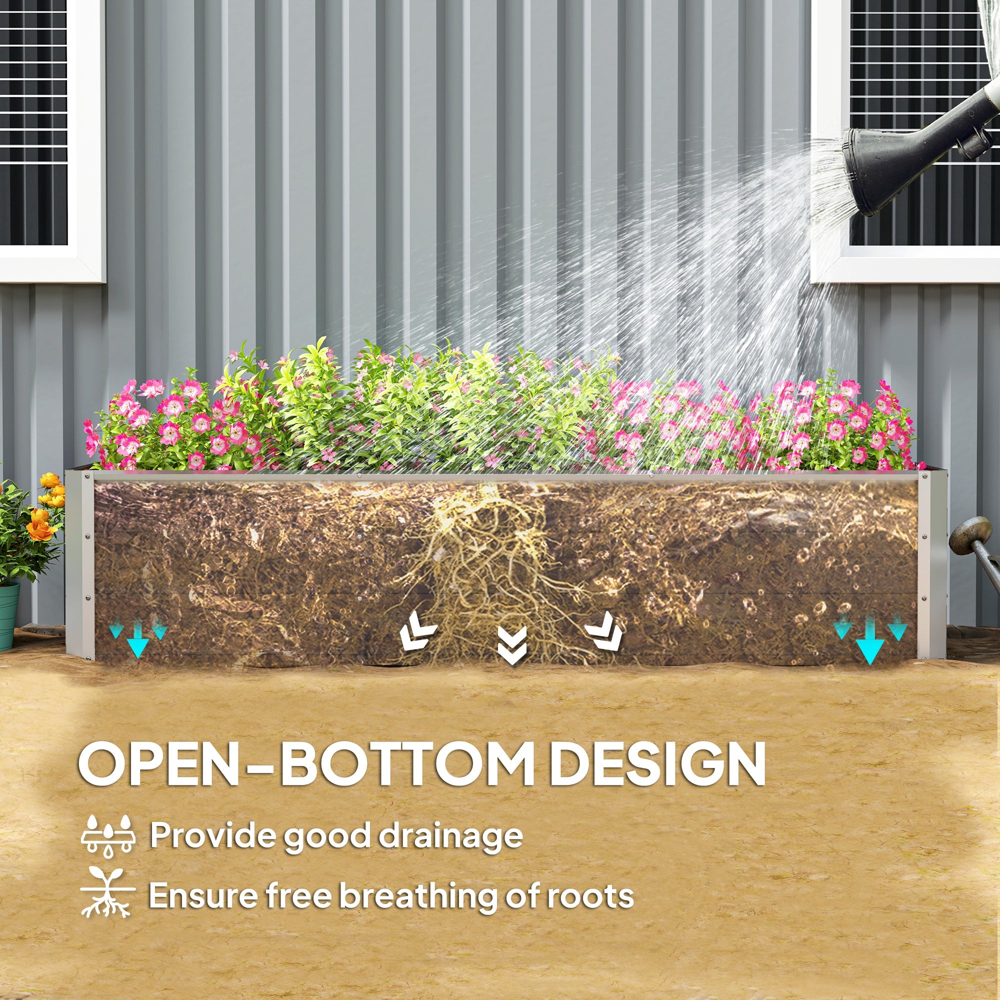 6' x 1.5' x 1.3' Galvanized Raised Garden Bed, Elevated Large Metal Planter Box w/ Install Gloves for Backyard, Patio to Grow Vegetables, Herbs, and Flowers, Silver Raised Garden Beds at Gallery Canada