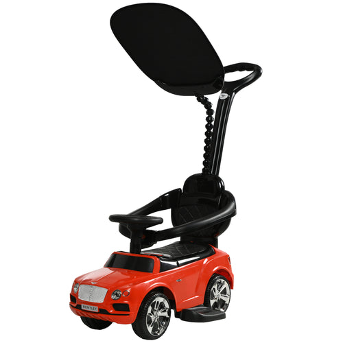 Bentley Bentayga Licensed Push Car, 3 in 1 Kids Ride on Car Foot to Floor w/ Music Horn, Red