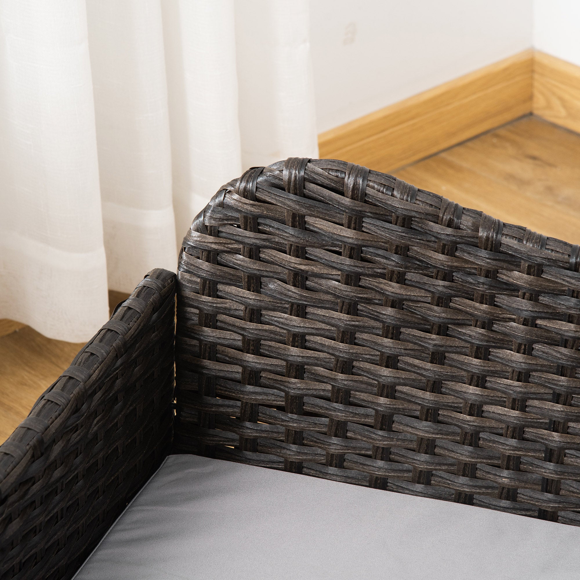 Rattan Pet Sofa for Large &; Medium Dogs, Indoor &; Outdoor Raised Wicker Dog Bed, Cat Couch, with Soft Washable Cushion, Charcoal Grey Dog Sofas at Gallery Canada
