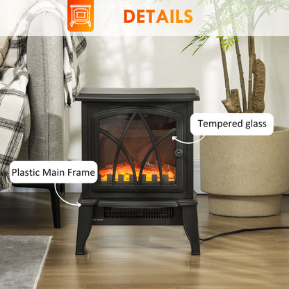 Electric Fireplace Heater, Freestanding Fireplace Stove with Realistic Flame and Overheat Protection, 750W/1500W, Black Electric Fireplaces   at Gallery Canada