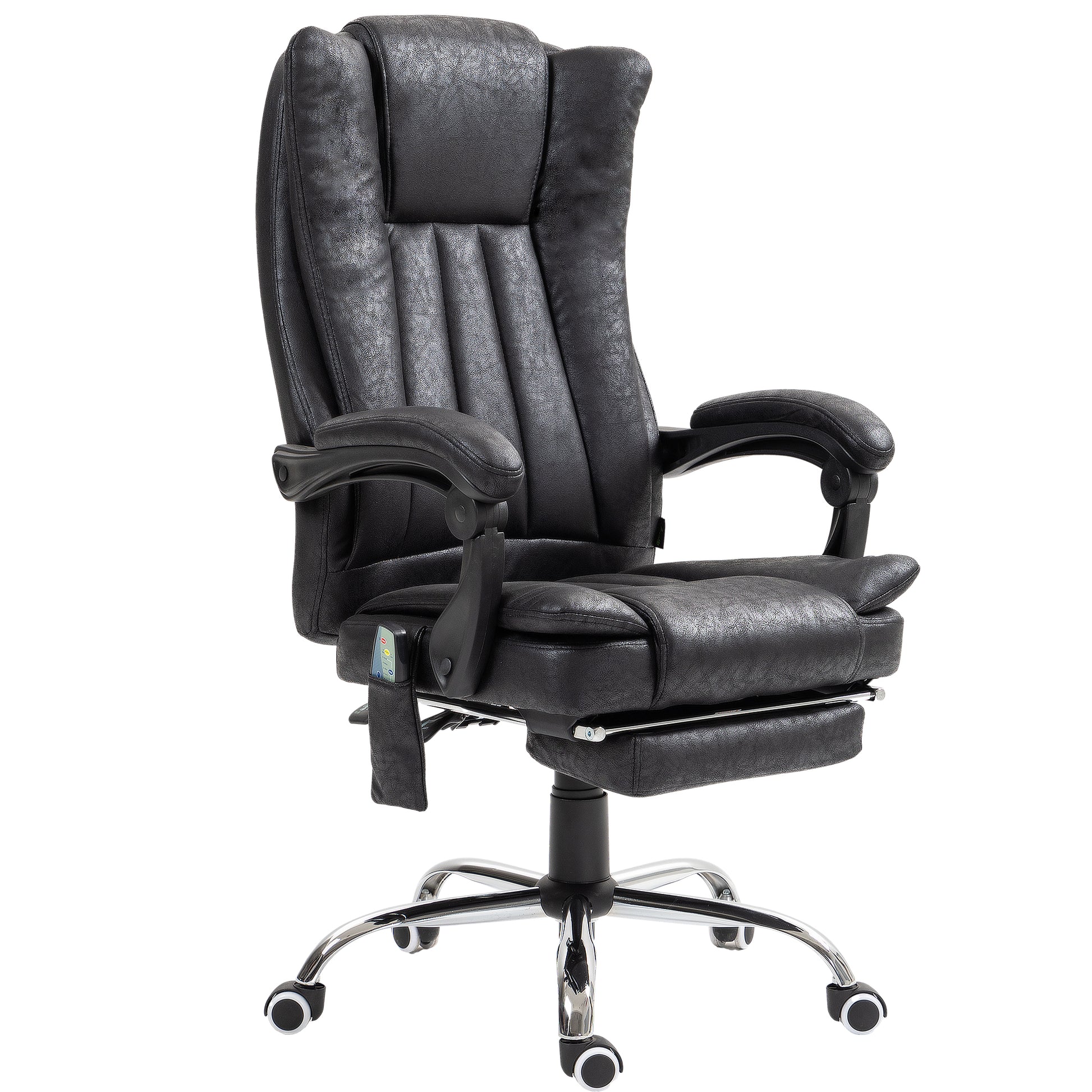 Office Chair 6-point Vibration Massage Chair Micro Fiber Recliner with Retractable Footrest Black Massage Chairs   at Gallery Canada