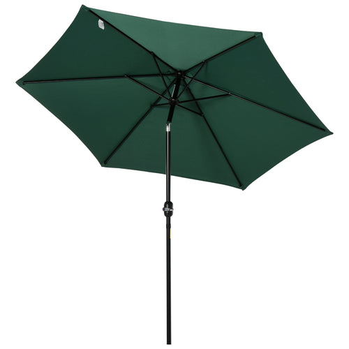 8.5' Round Aluminum Patio Umbrella 6 Ribs Market Sunshade Tilt Canopy w/ Crank Handle Garden Parasol Green