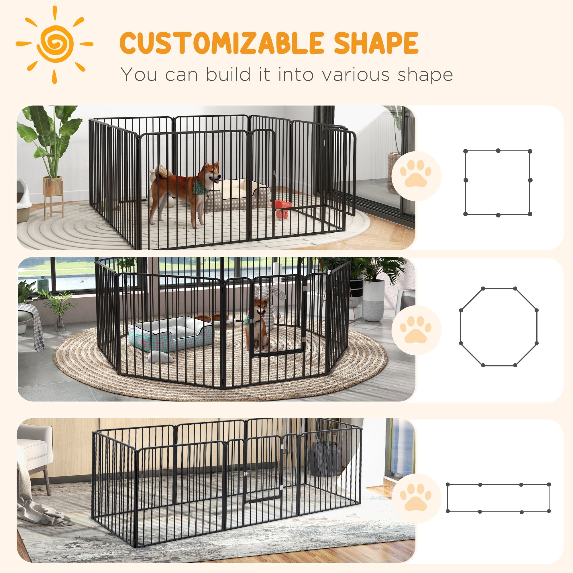 Dog Fence Outdoor 8 Panels 31.5