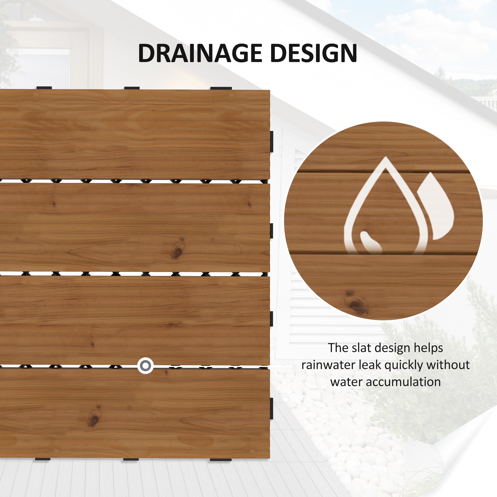12 Pcs Garden Decking Tiles Wooden Outdoor Flooring Tiles for All Weather Use, Brown Deck Tiles at Gallery Canada