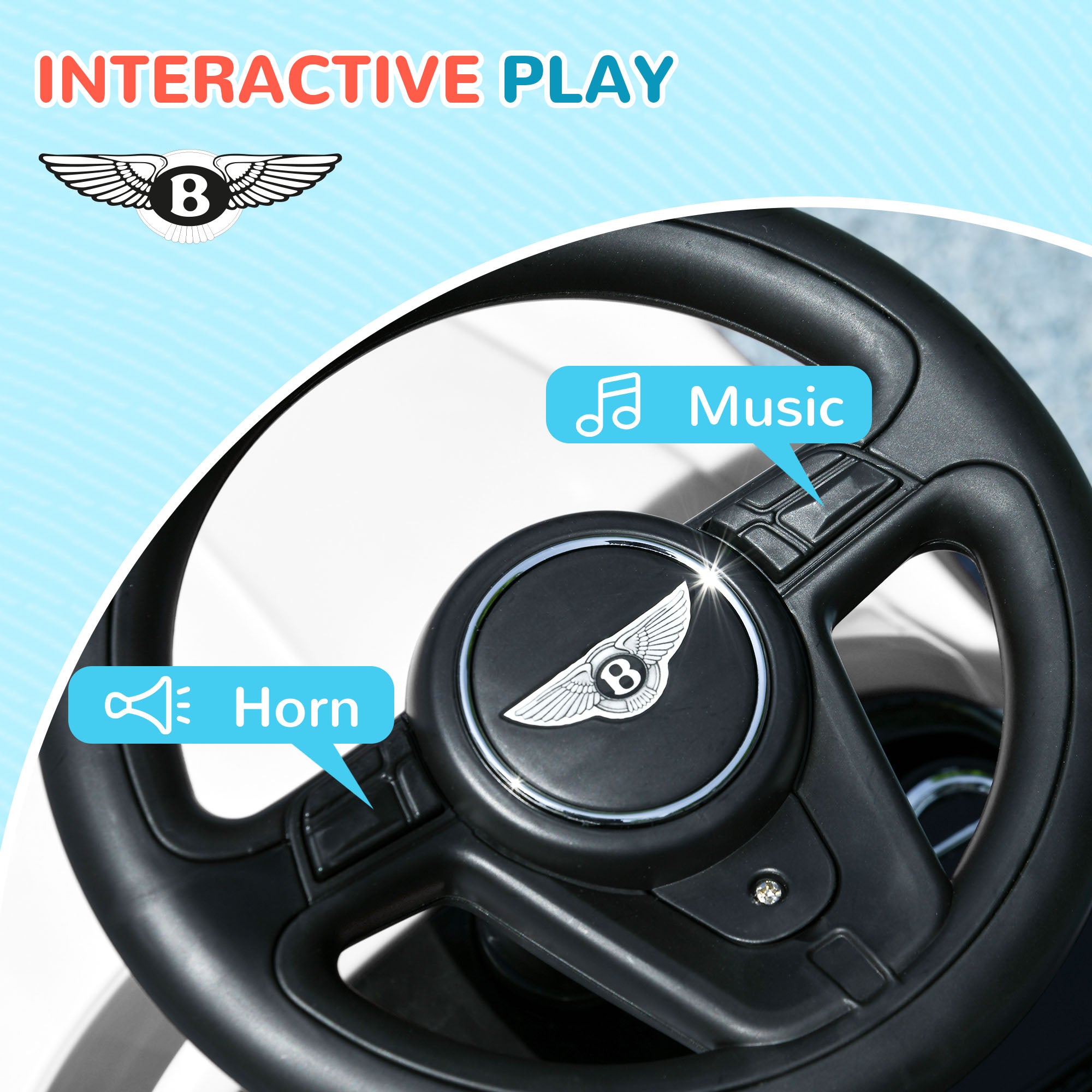 Bentley Bentayga Licensed Baby Car Foot To Floor with Horn Music, Under-Seat Storage, for 18-36 Months, White Push Cars for Toddlers at Gallery Canada