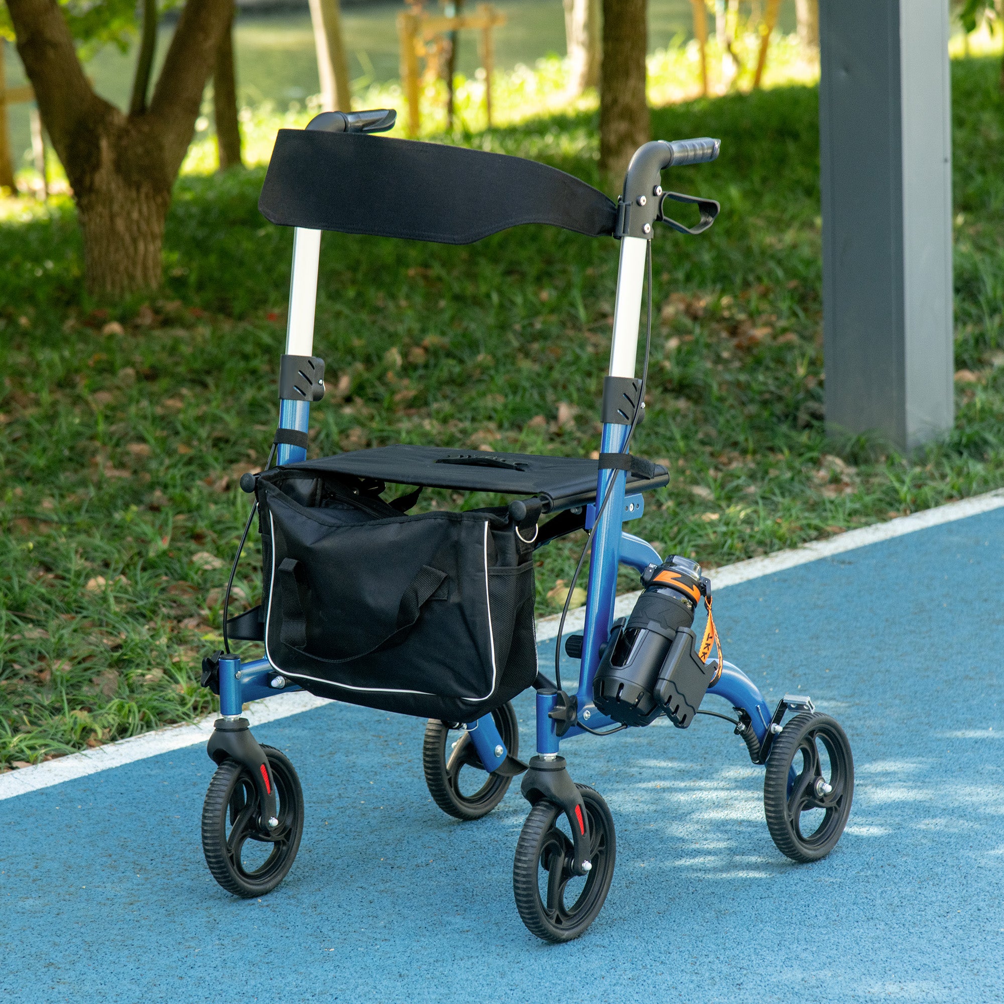 Rollator Walker for Seniors and Adults with 8'' Wheels, Padded Seat and Backrest, Storage Bag Blue Knee Walker & Wheelchair Ramps at Gallery Canada