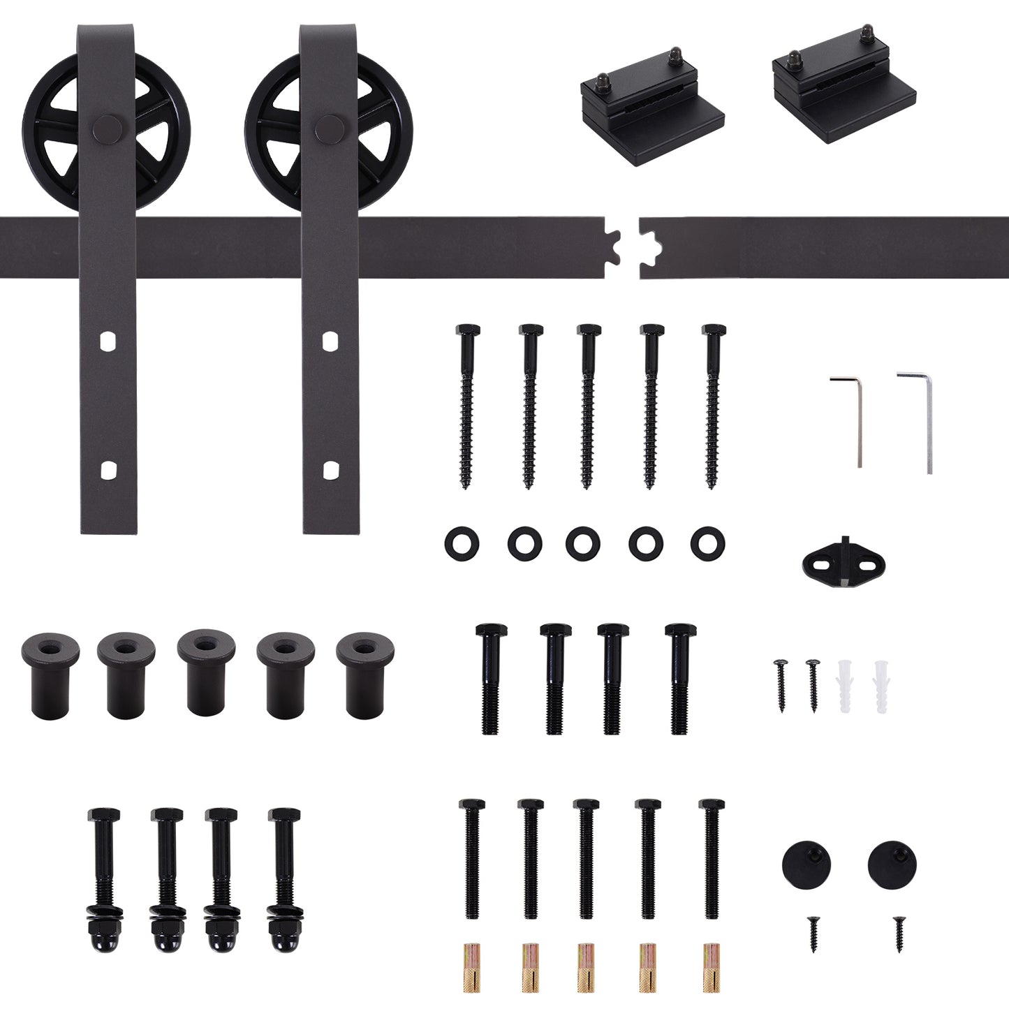 6FT Sliding Barn Door Track Kit, Heavy Duty Barn Door Hardware Kit, Fit 36" Wide Door Panel (J Shape), Deep Coffee Door Hardware   at Gallery Canada