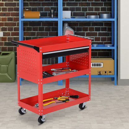 Tool Cart on Wheels, Utility Cart with Wheels, Ball Bearing Drawer, Storage Trays for Garage, Warehouse, Workshop, Red Tool Organizers   at Gallery Canada