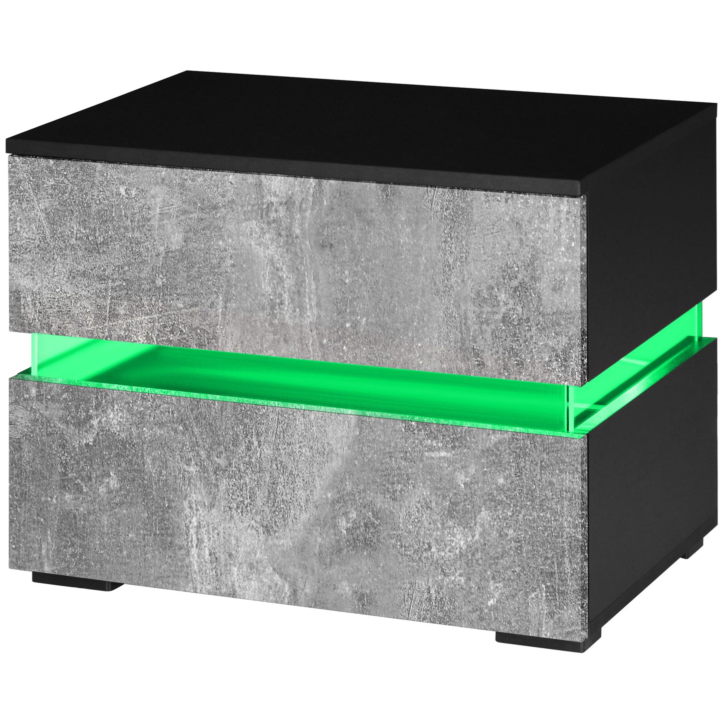 Modern Nightstand, Bedside Table with 2 Drawers, USB Powered RGB LED Lights, Remote for Bedroom, Grey Bedside Tables   at Gallery Canada