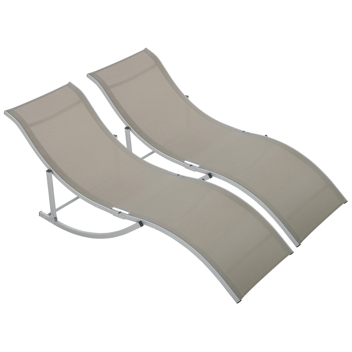 Set of 2 Foldable S-Shaped Outdoor Chaise Lounge Chairs, 264lbs Capacity, Light Grey Lounger Chairs   at Gallery Canada