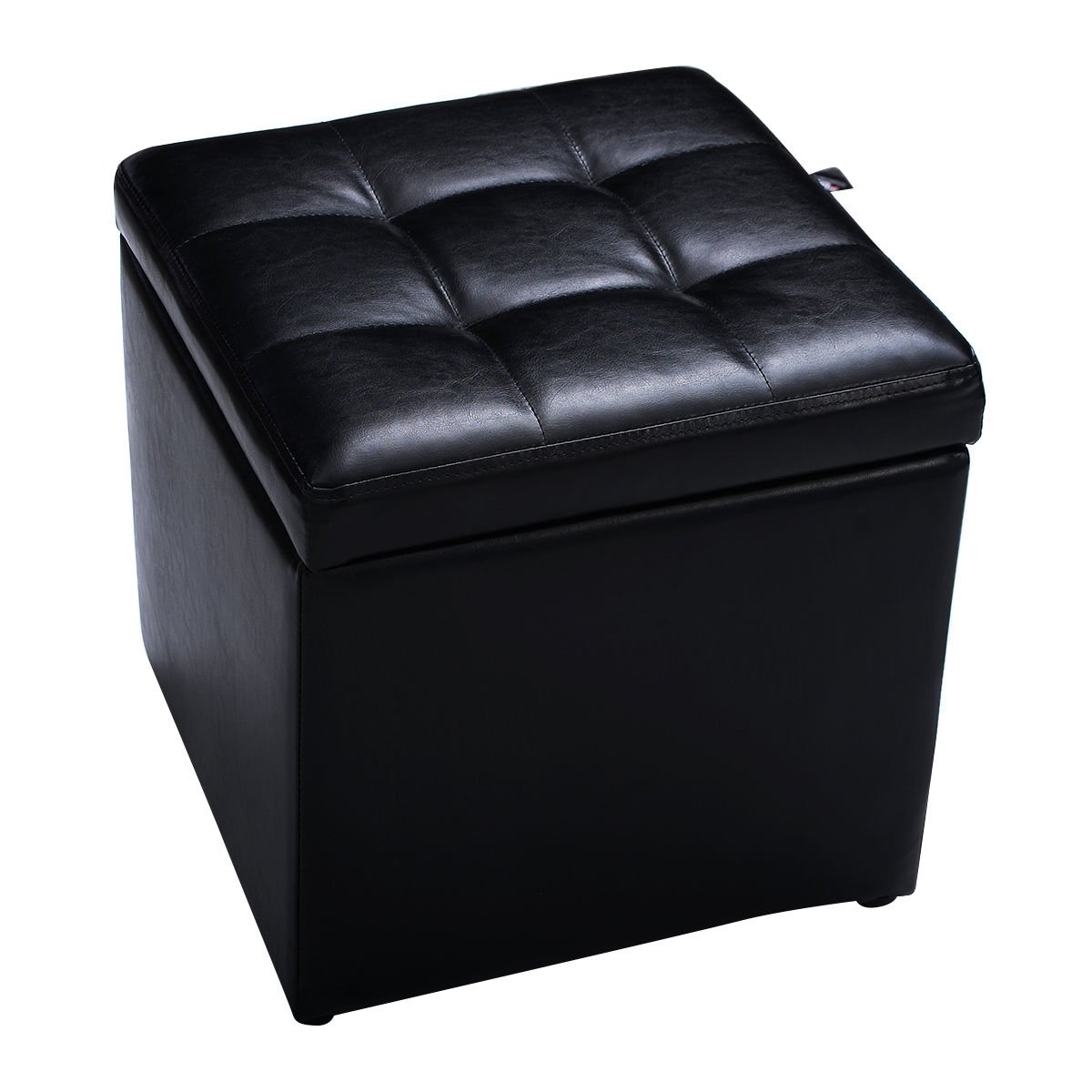 Foldable Cube Ottoman Pouffe Storage Seat, Black Ottomans   at Gallery Canada