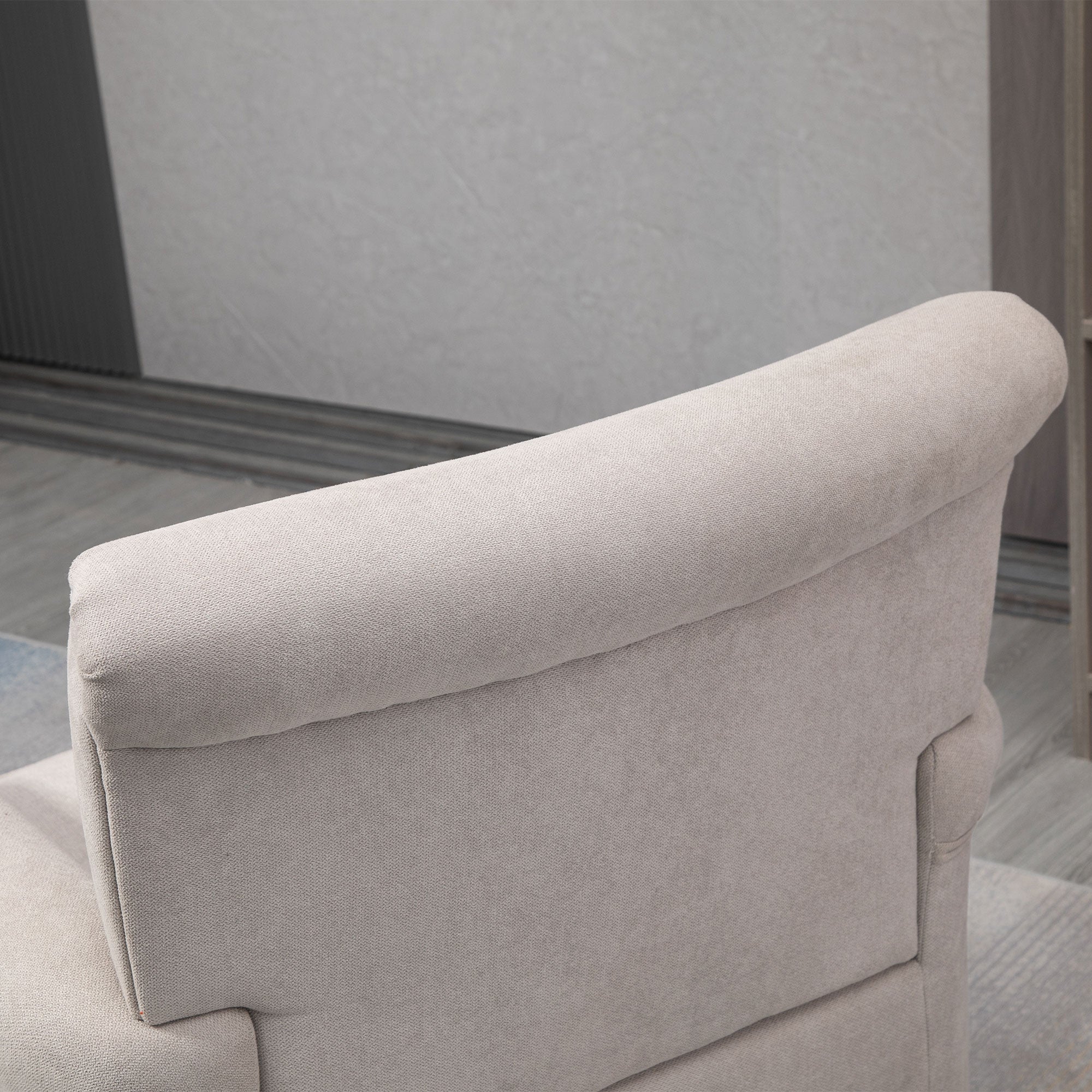 Upholstered Accent Chair, Single Armchair with Soft Velvet Touch Fabric, Rolled Armrest, Grey Single Sofas at Gallery Canada