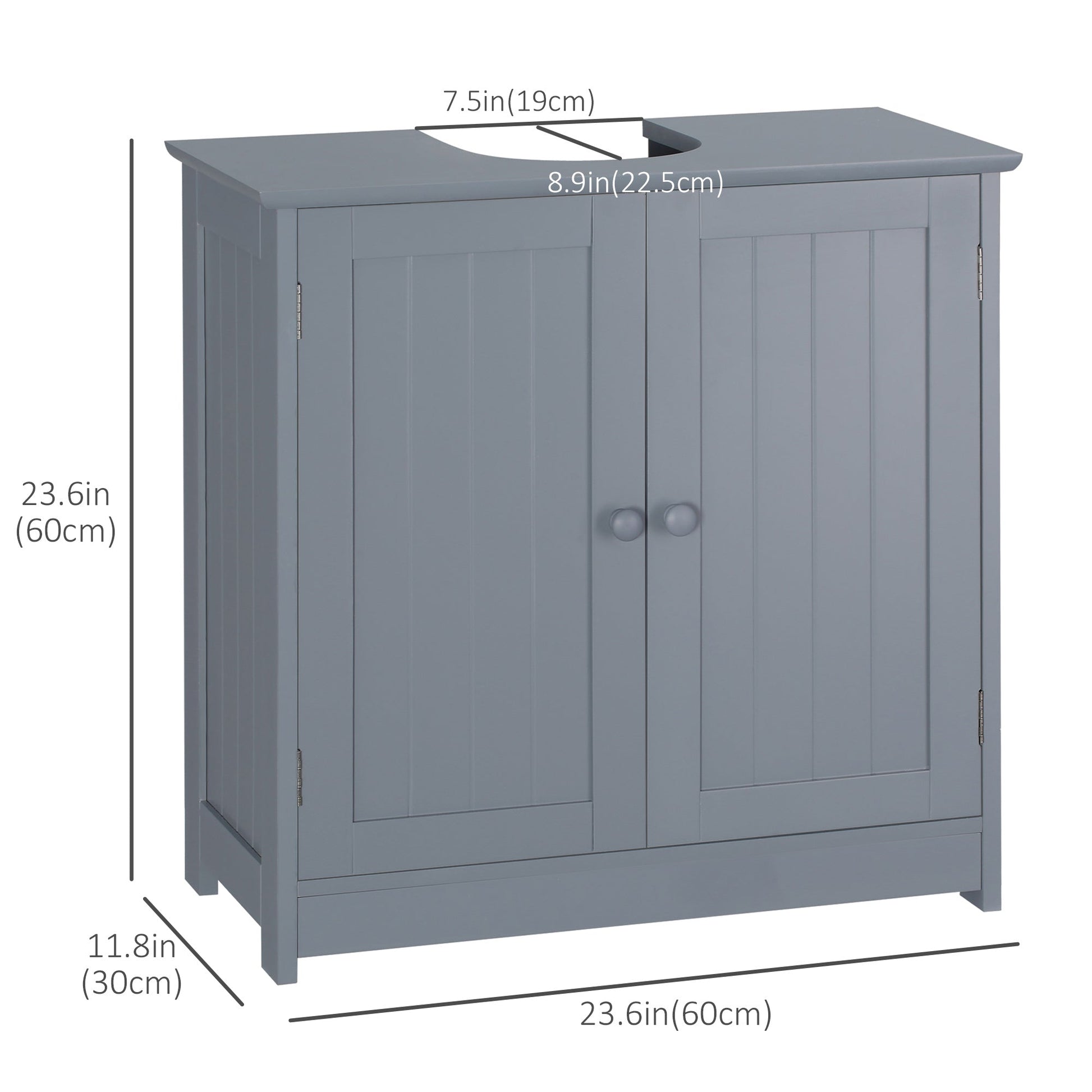 Under Sink Bathroom Cabinet with 2 Doors and Shelf, Pedestal Sink Bathroom Vanity Furniture, Grey Bathroom Cabinets   at Gallery Canada