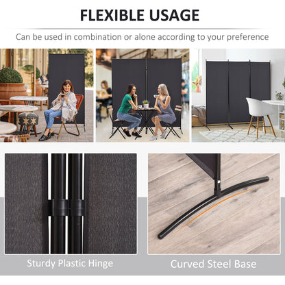 6' 3 Panel Room Divider, Double Hinged Folding Wall Divider, Indoor Privacy Screen for Home Office, Charcoal Grey Room Dividers   at Gallery Canada