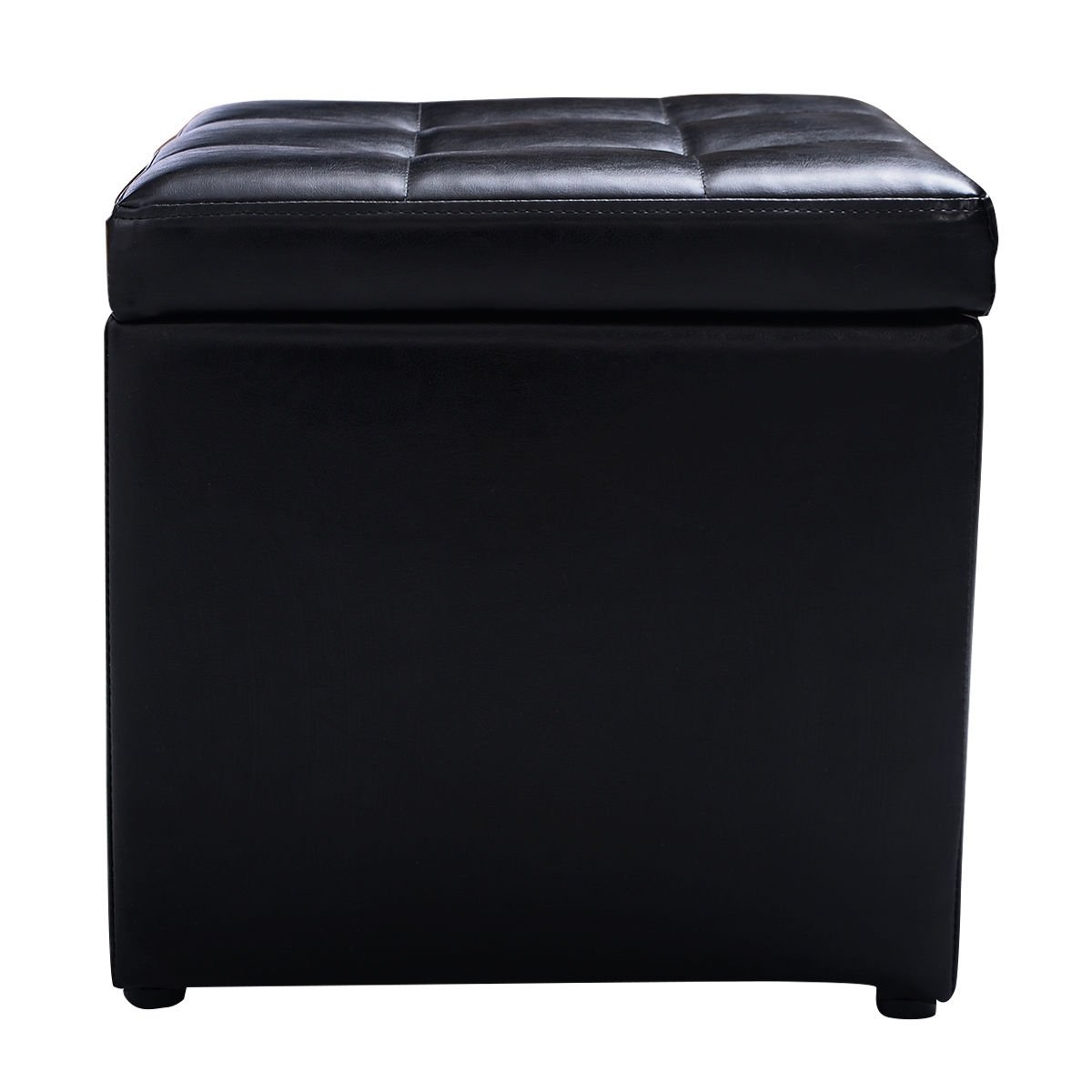 Foldable Cube Ottoman Pouffe Storage Seat, Black Ottomans   at Gallery Canada