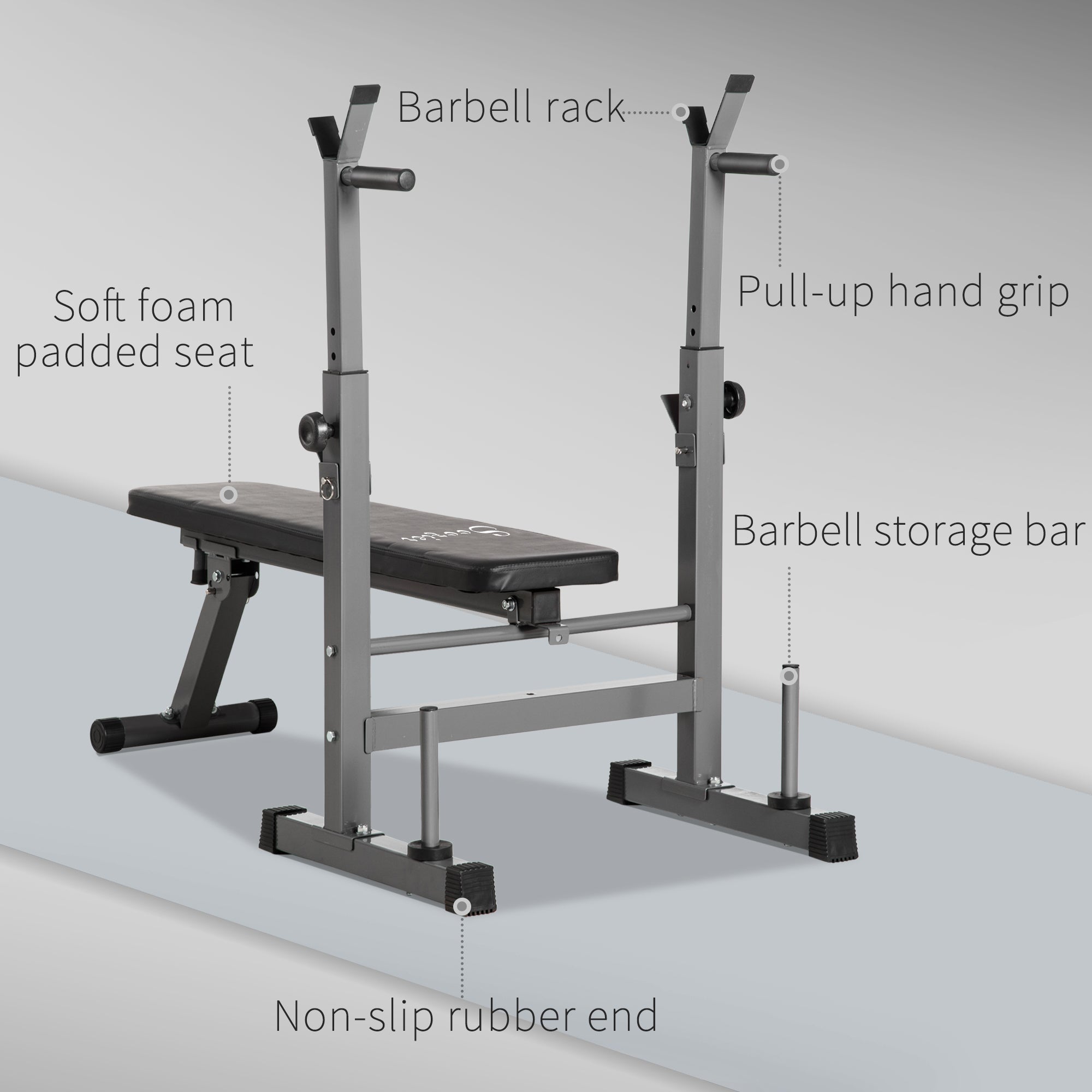 Adjustable Weight Bench, Foldable Bench Press with Barbell Rack and Dip Station for Home Gym, Strength Training Multiuse Workout Bench, Black and Grey Weight Benches at Gallery Canada