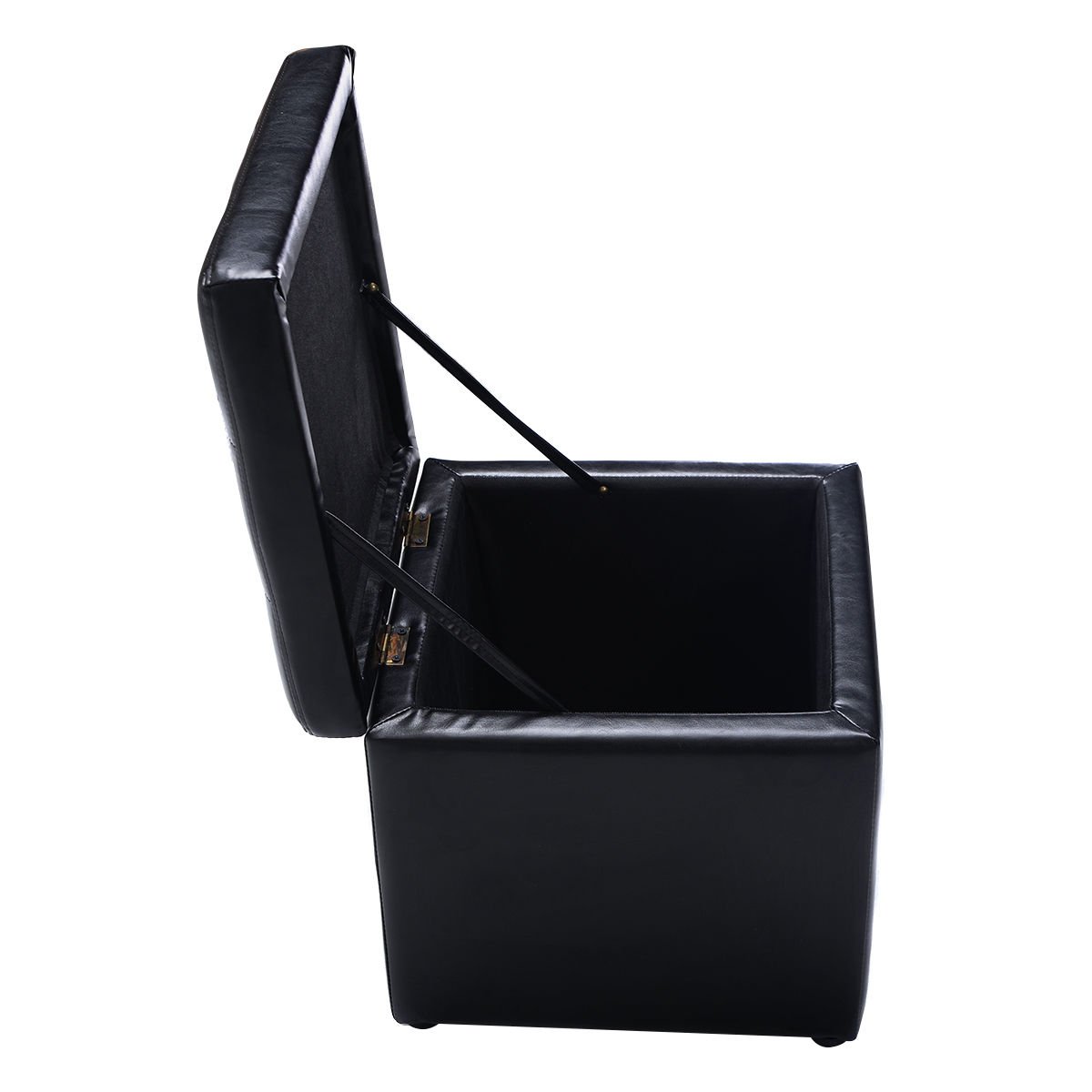 Foldable Cube Ottoman Pouffe Storage Seat, Black Ottomans   at Gallery Canada