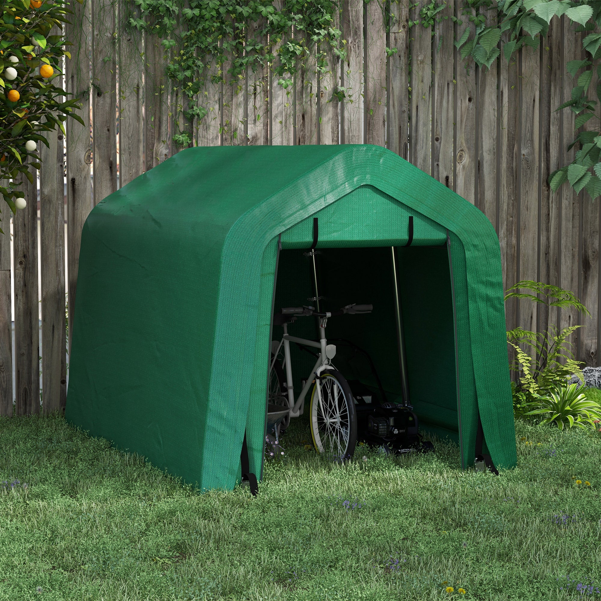 8' x 6' Carport with Sidewalls and Roll-up Door, Outdoor Storage Shelter for Motorcycle and Car, Green Car Shelters at Gallery Canada