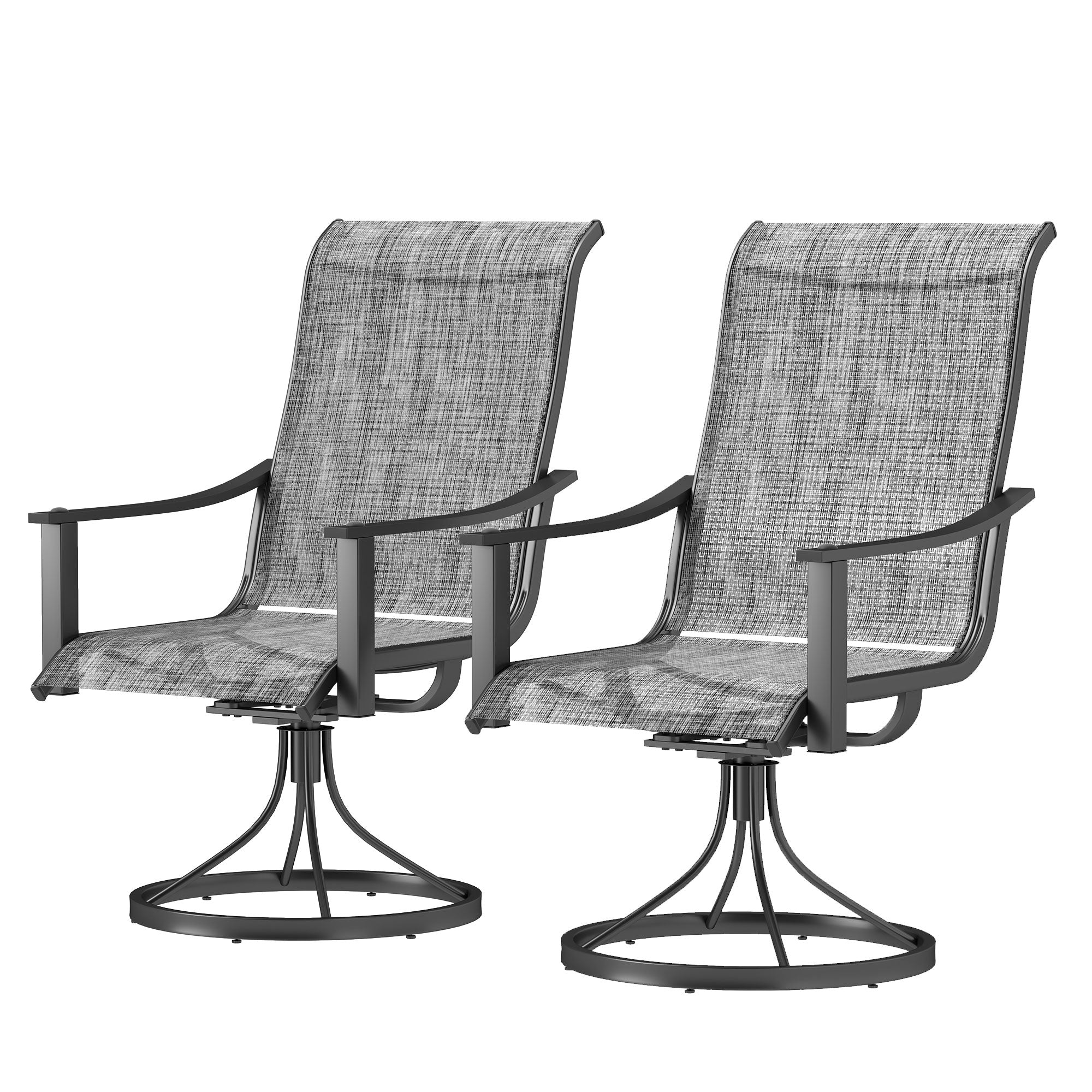 2 Pieces Rocking Swivel Patio Chairs, Mesh Outdoor Swivel Dining Chairs with High Back and Curved Armrests, Mixed Grey Bistro Sets Mixed Grey at Gallery Canada