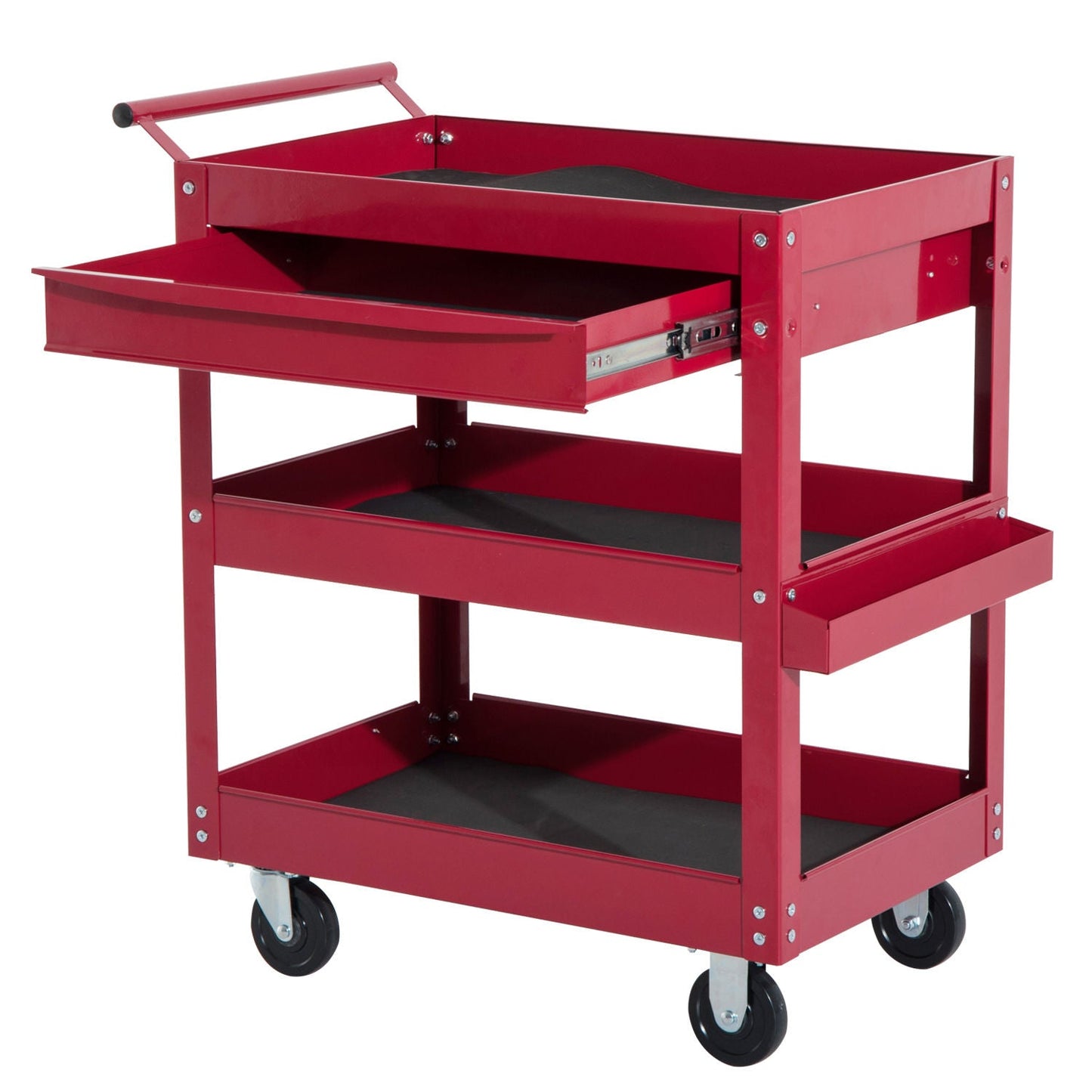 Rolling Tool Cart 3 Tray 1 Drawer Storage Chest Garage Utility Red Tool Organizers Red  at Gallery Canada