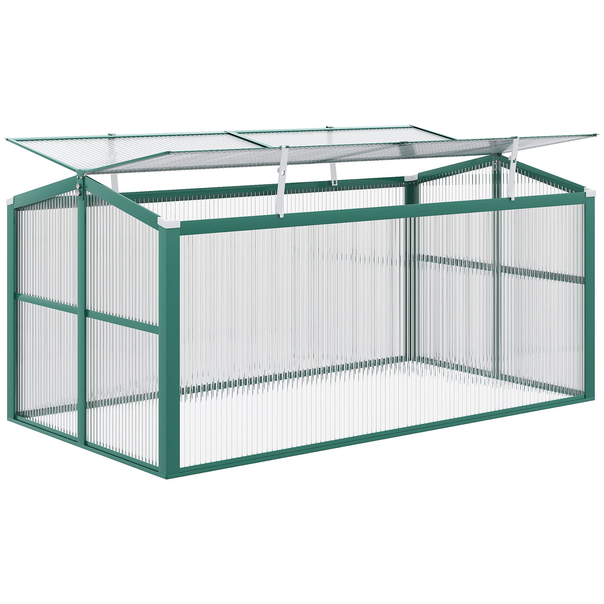 Aluminium Cold Frame Greenhouse Garden Portable Raised Planter with Openable Top, 51" x 28" x 24" Cold Frame Greenhouses Multi Colour  at Gallery Canada