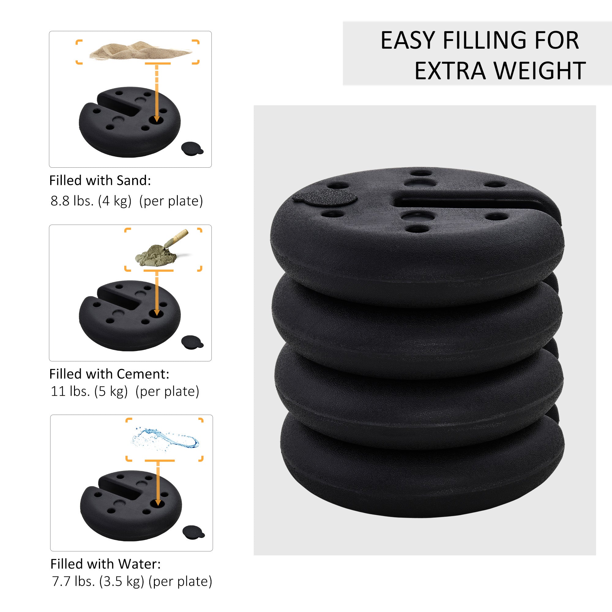 Set of 4 Party Tent Canopy Weight Plate Kit Gazebo Pop Up Tent Anchor Base Weights Canopy Shelter Leg Weights Umbrella Bases at Gallery Canada